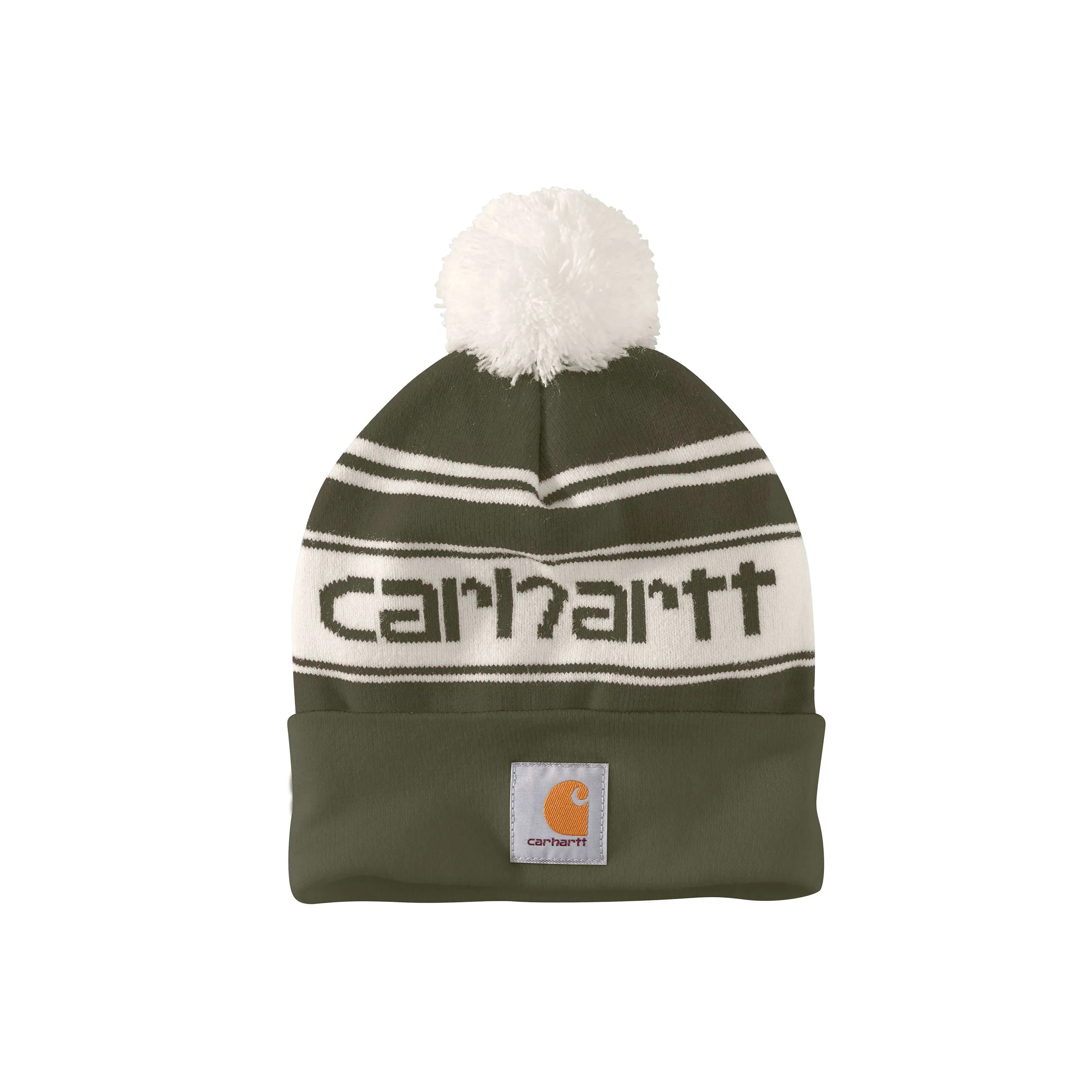 105168 - KNIT POM-POM CUFFED LOGO BEANIE