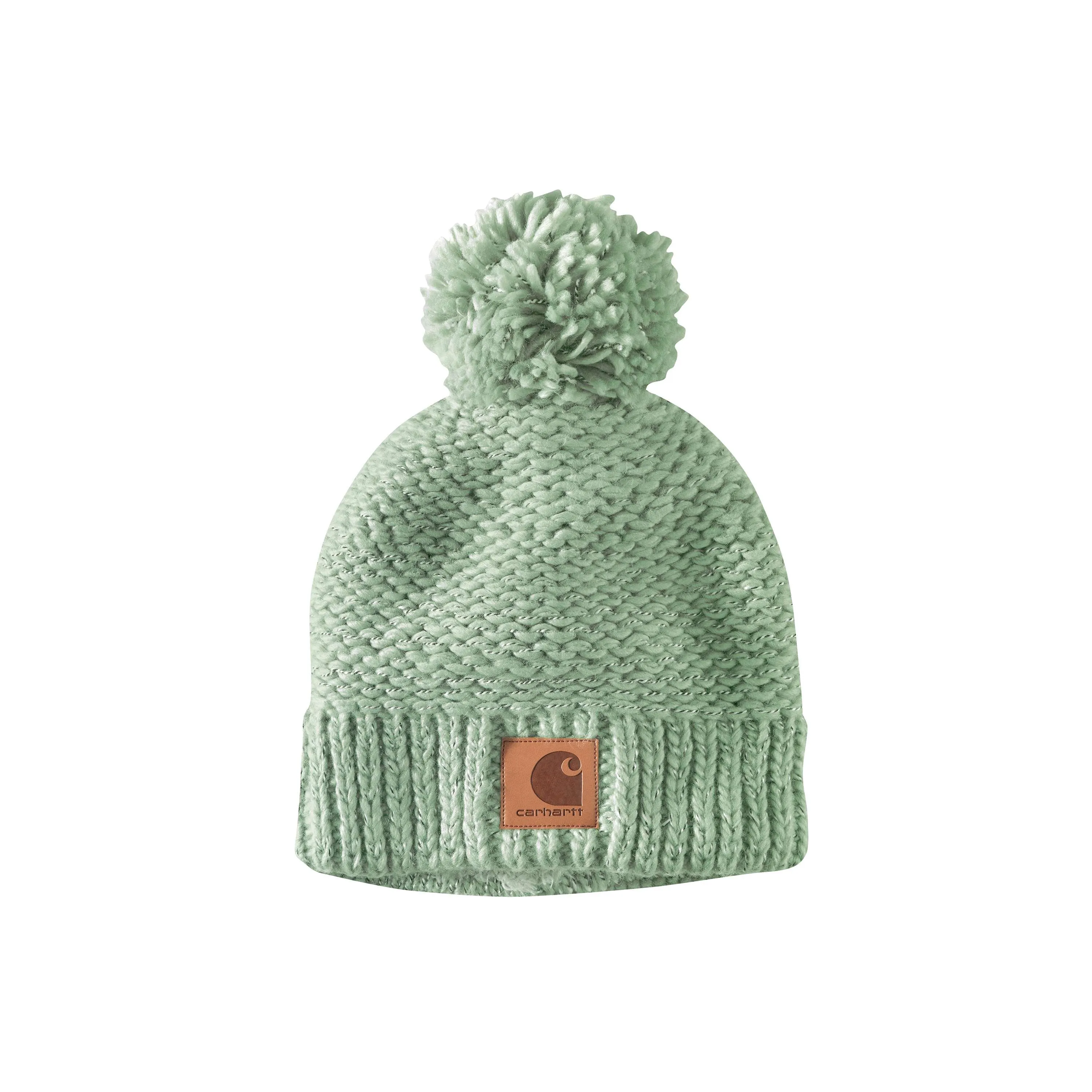 105469 - WOMEN'S RIB KNIT SHERPA-LINED POM-POM BEANIE