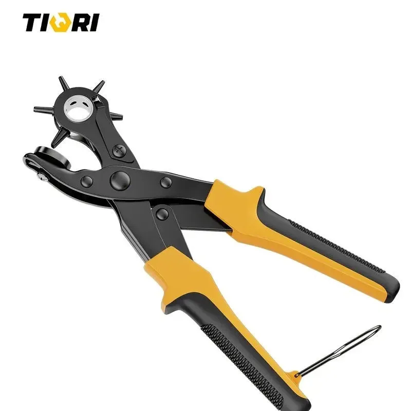 1pc TIQRI Multi-Functional Labor-Saving Punch | 6 Round Hole Sizes | Rotary Round Hole |  Leather Punch Tool For Belts | Watch Bands