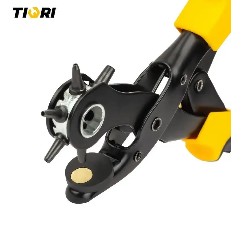 1pc TIQRI Multi-Functional Labor-Saving Punch | 6 Round Hole Sizes | Rotary Round Hole |  Leather Punch Tool For Belts | Watch Bands