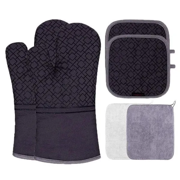 6pcs High quality heat resistant oven mittens and pot holders