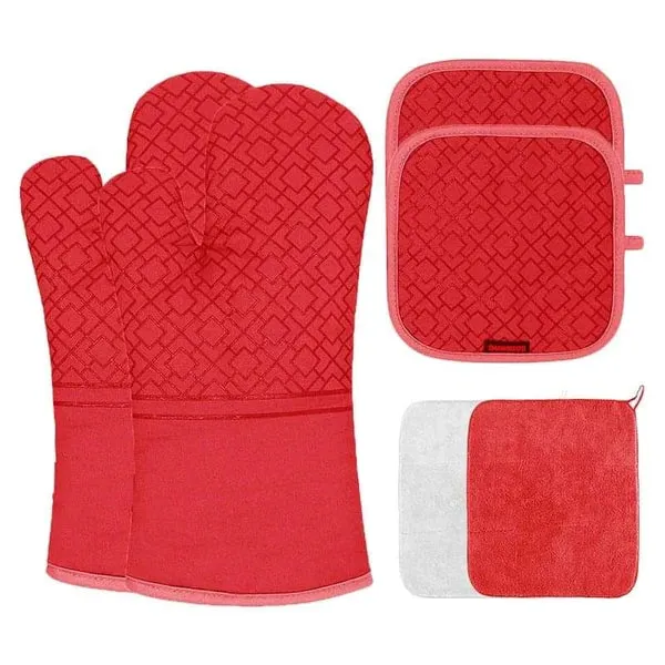 6pcs High quality heat resistant oven mittens and pot holders