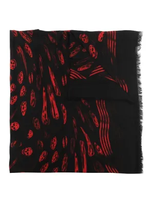 Alexander McQueen skull-print frayed scarf