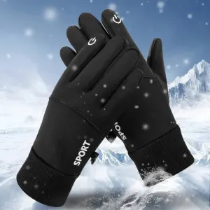 Black Winter Warm Gloves Full Fingers Waterproof Cycling Outdoor Sports Running Motorcycle Ski Touch Screen Fleece Gloves