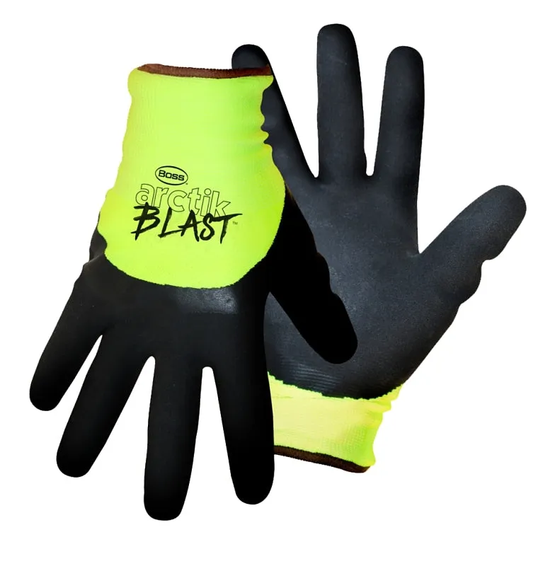 Boss ARCTIK BLAST 7845X Gloves, Men's, XL, Knit Wrist Cuff, Latex Coating, Nylon Glove, Black/Green :PR: QUANTITY: 1