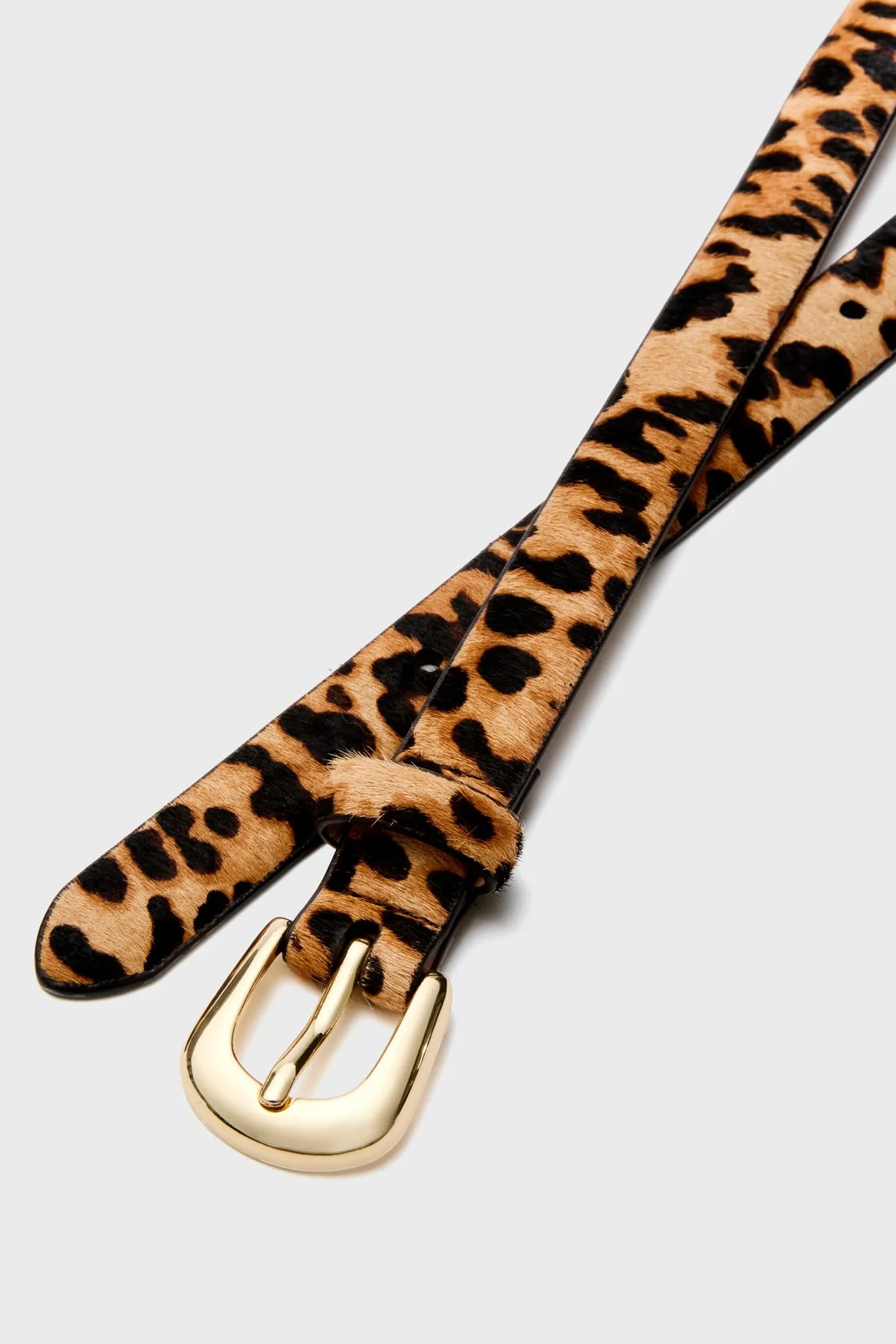 Cheetah and Gold Kennedy Mini Calf-Hair Belt