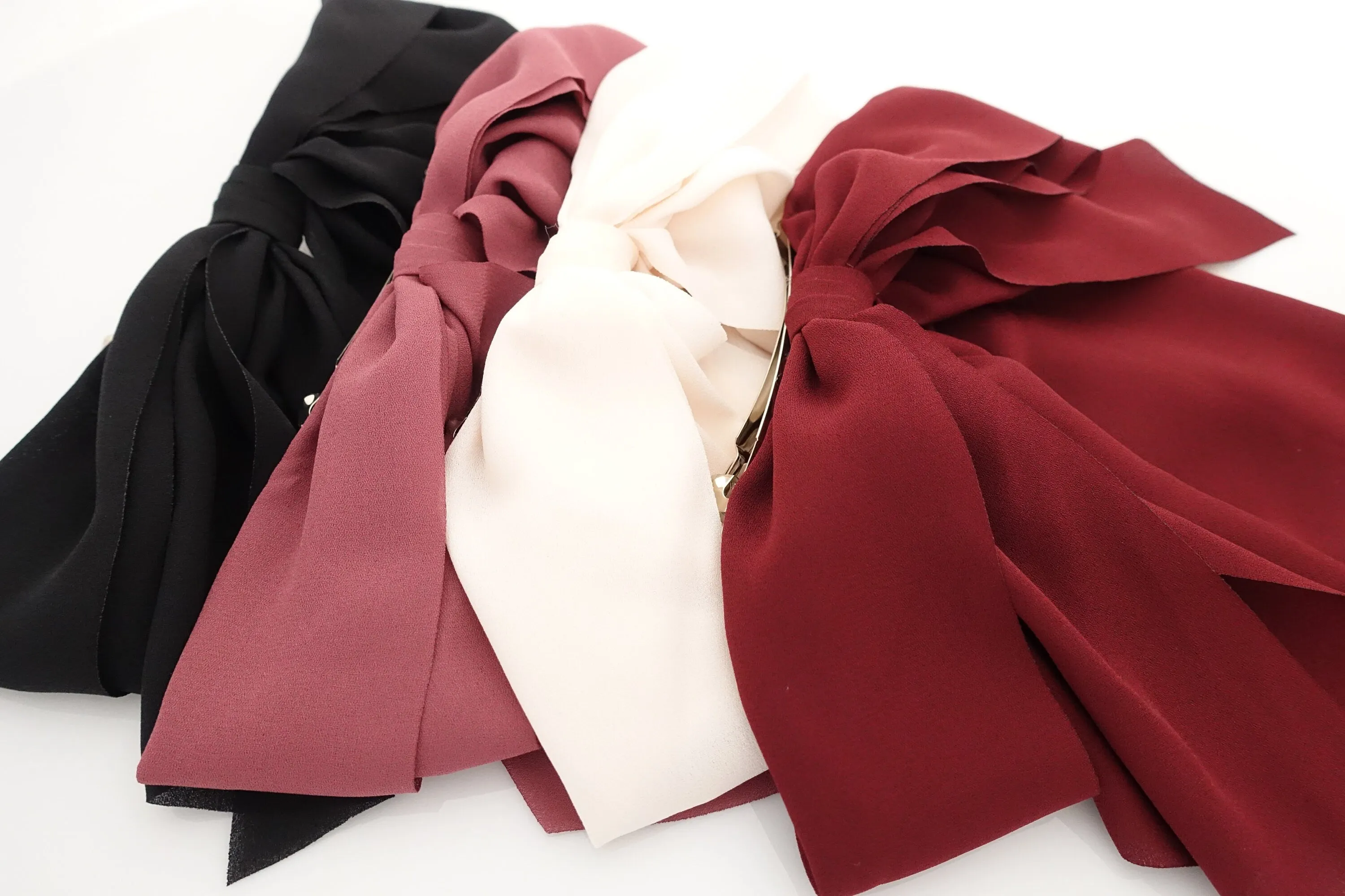 chiffon drape frill  layered  hair bow feminine style women hair accessories