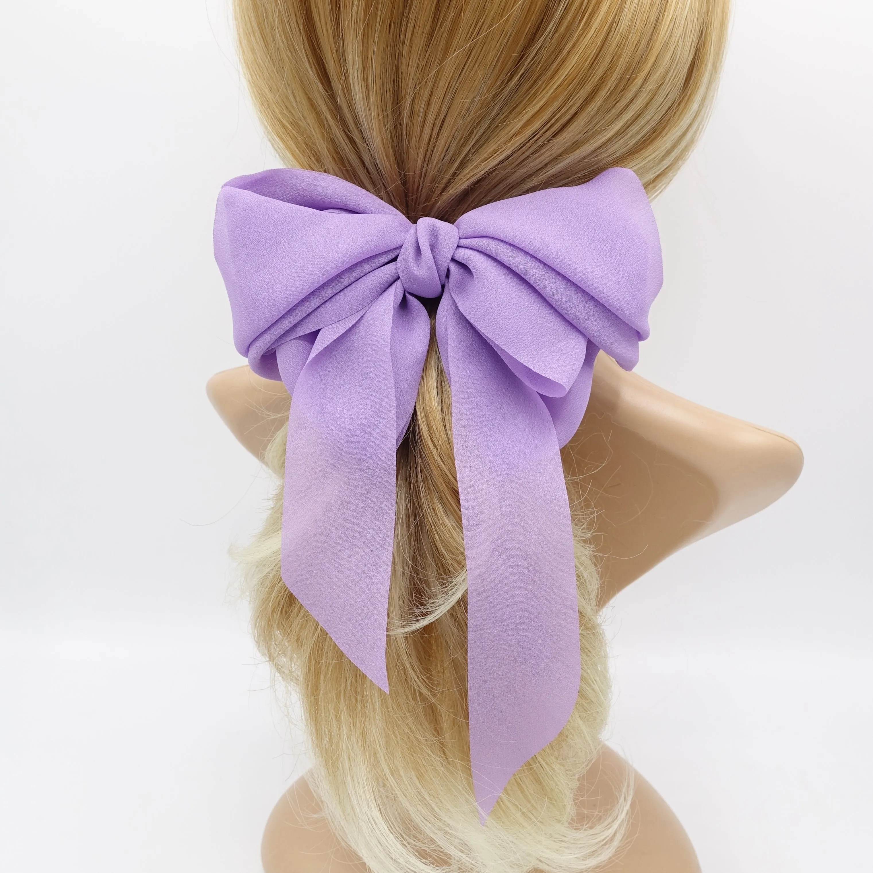 chiffon hair bow wing stacked style solid color VeryShine hair accessories for women