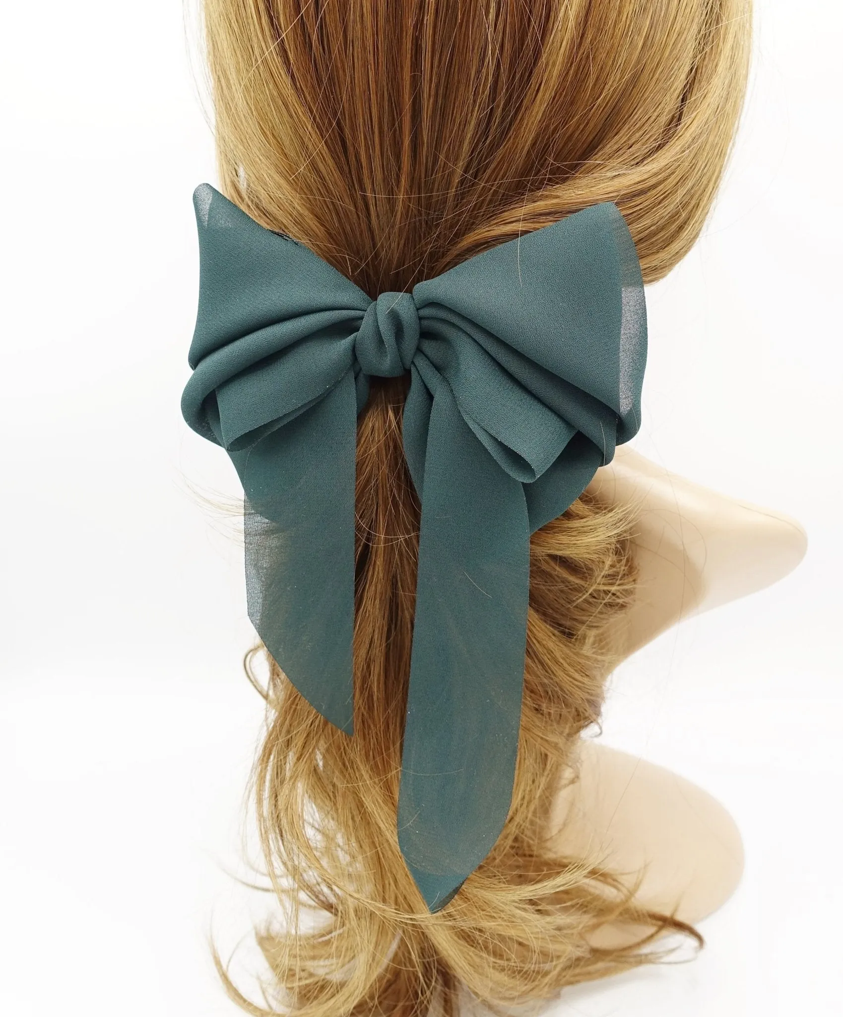 chiffon hair bow wing stacked style solid color VeryShine hair accessories for women