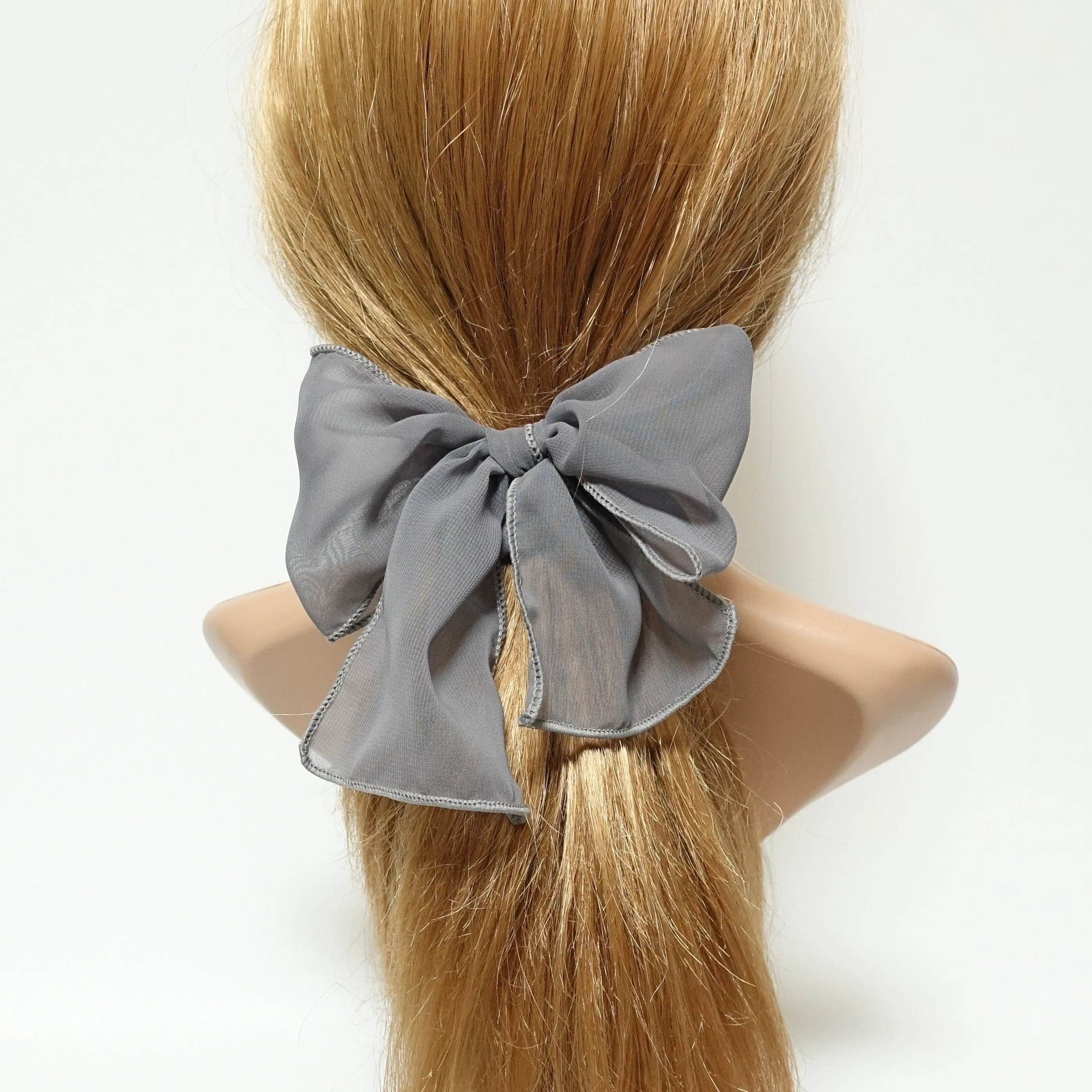 chiffon waving bow scrunchies drape translucent bow knot scrunchy feminine style hair scrunchie