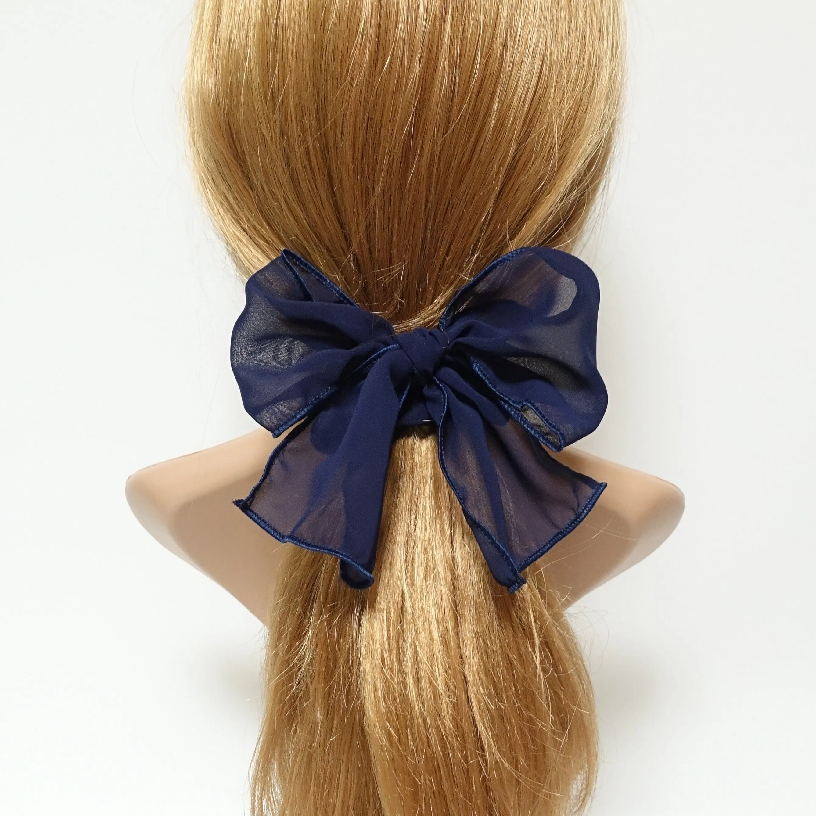 chiffon waving bow scrunchies drape translucent bow knot scrunchy feminine style hair scrunchie