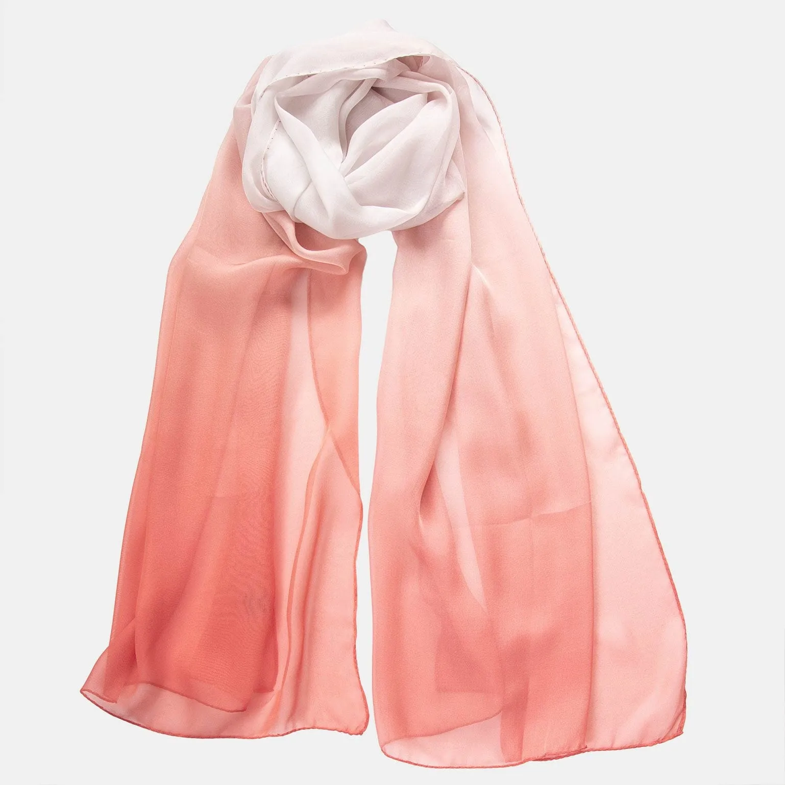 Claudia - Silk Scarf/Shawl - Peach Blossom Ombré