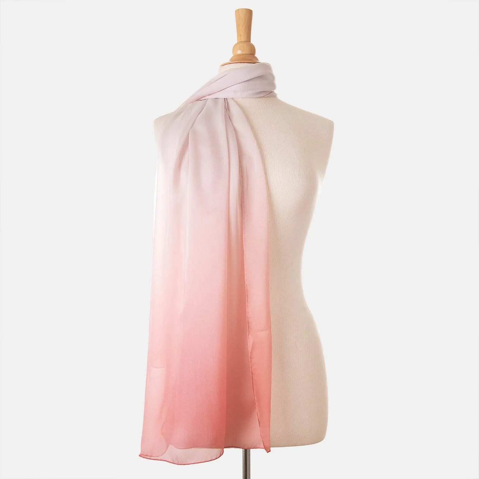 Claudia - Silk Scarf/Shawl - Peach Blossom Ombré