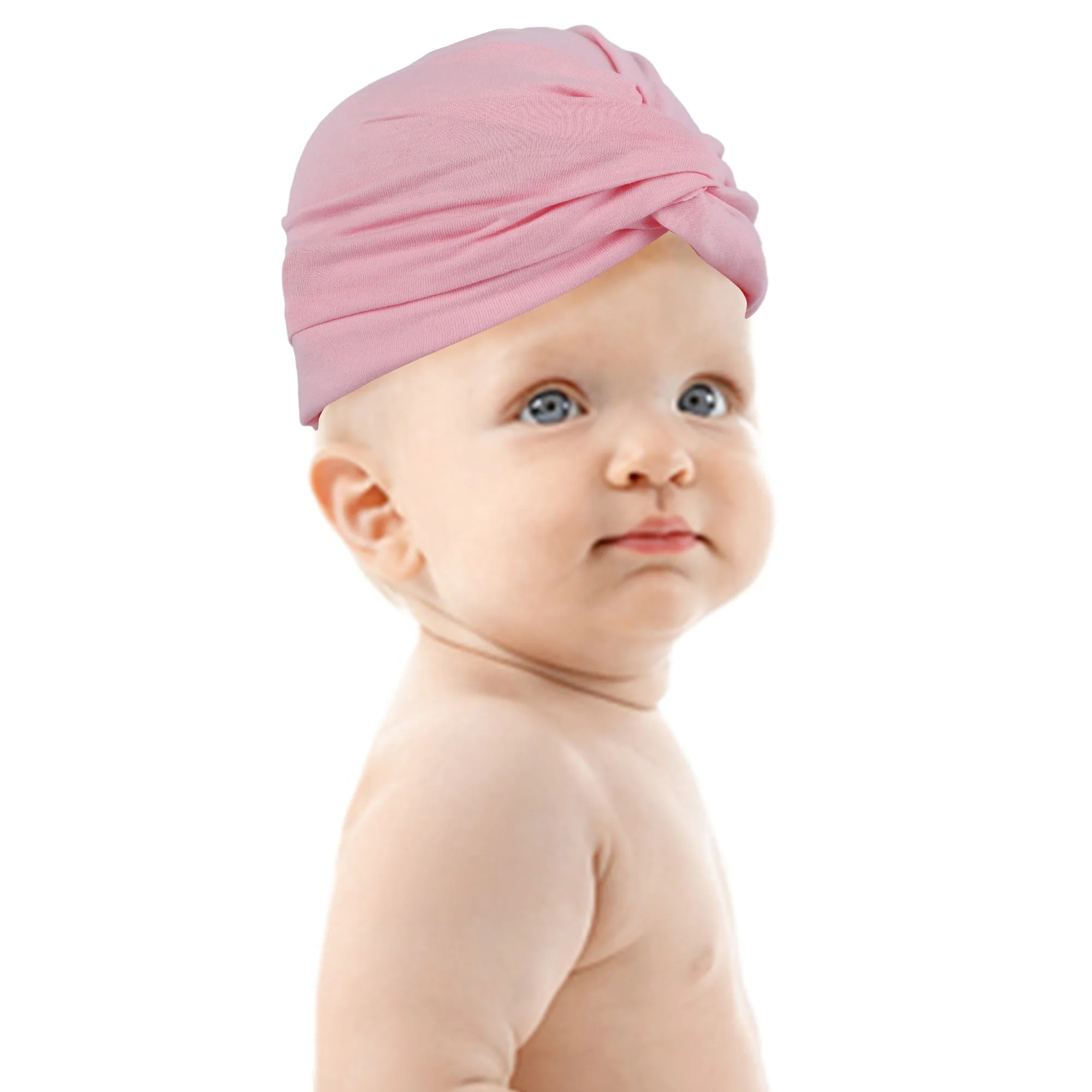 Cute Knotted Turban Cap Infant Beanie - Pink