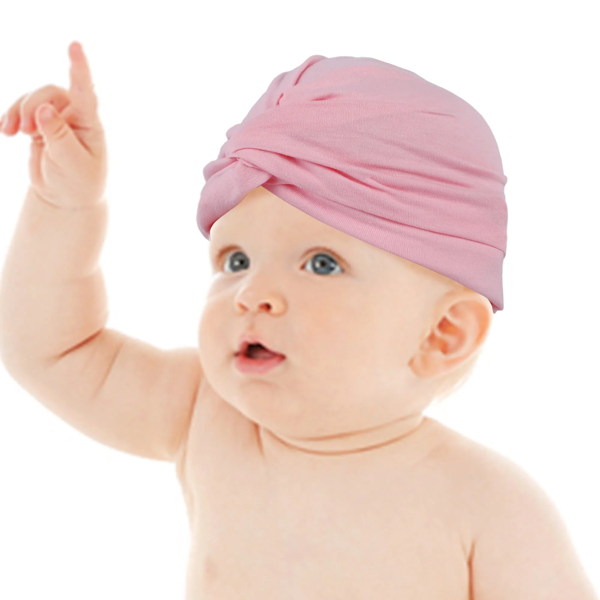 Cute Knotted Turban Cap Infant Beanie - Pink