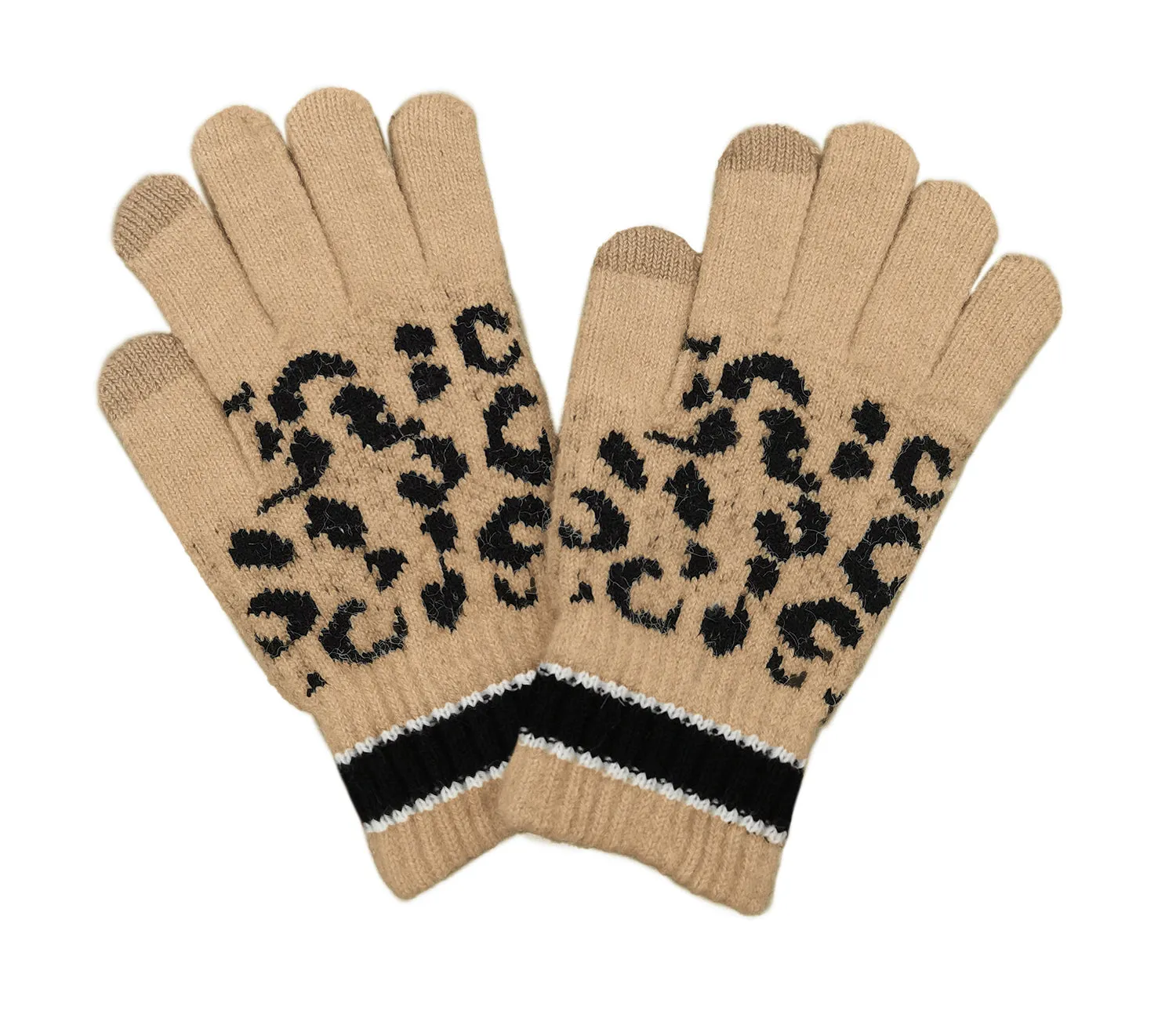 Empire Cove Winter Knit Leopard Striped Touch Screen Gloves