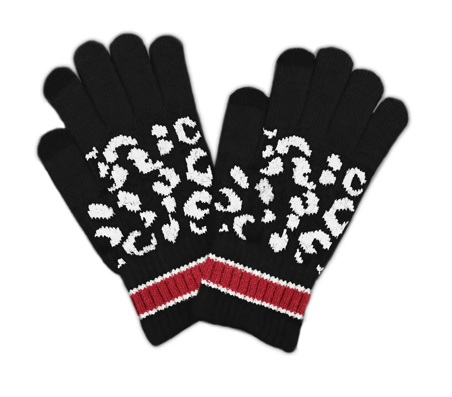 Empire Cove Winter Knit Leopard Striped Touch Screen Gloves