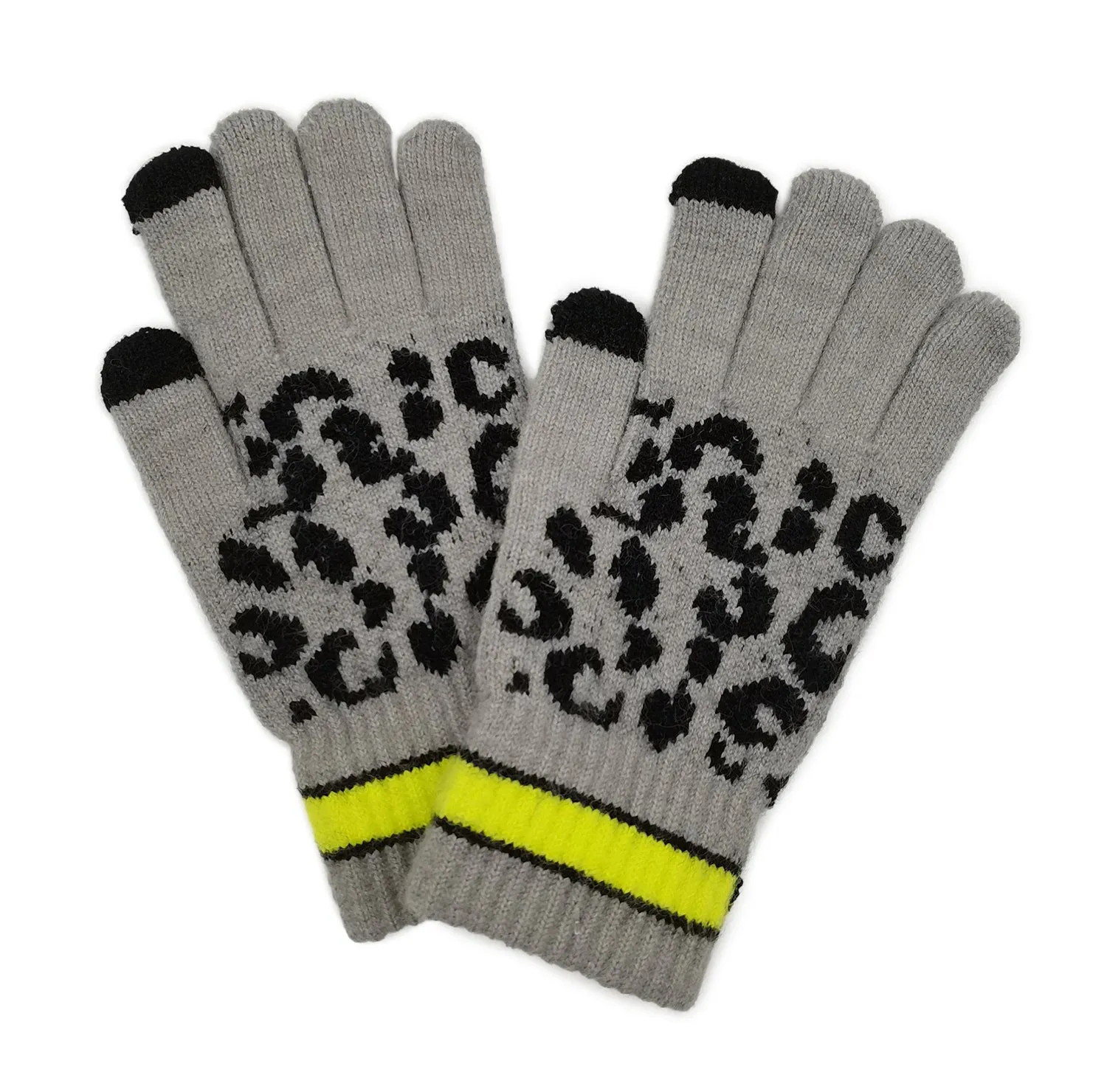 Empire Cove Winter Knit Leopard Striped Touch Screen Gloves