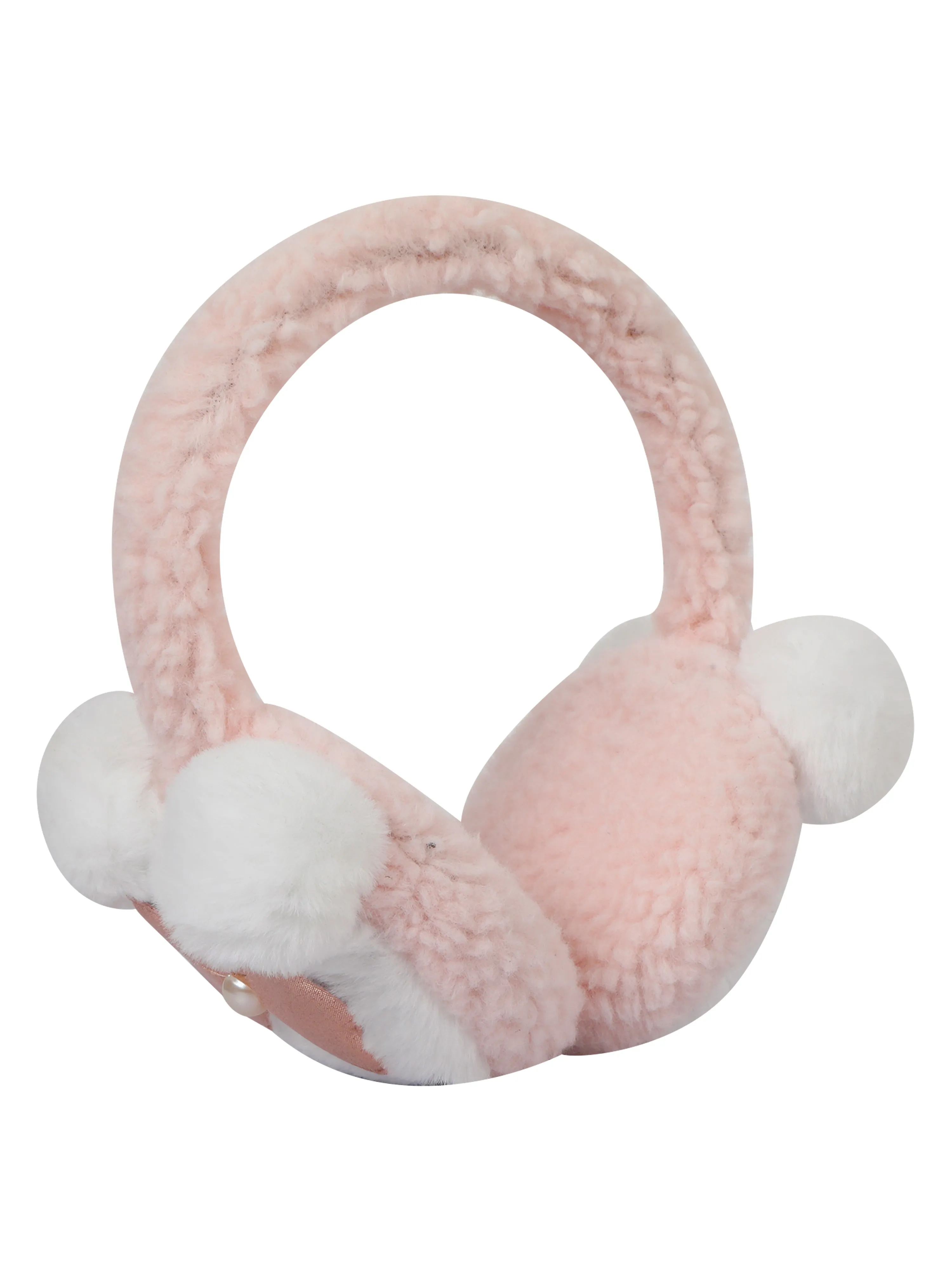 Fabseasons BabyPink Pompom Winter Ear Muffs for Kids and Adults: Keep Warm Outdoors