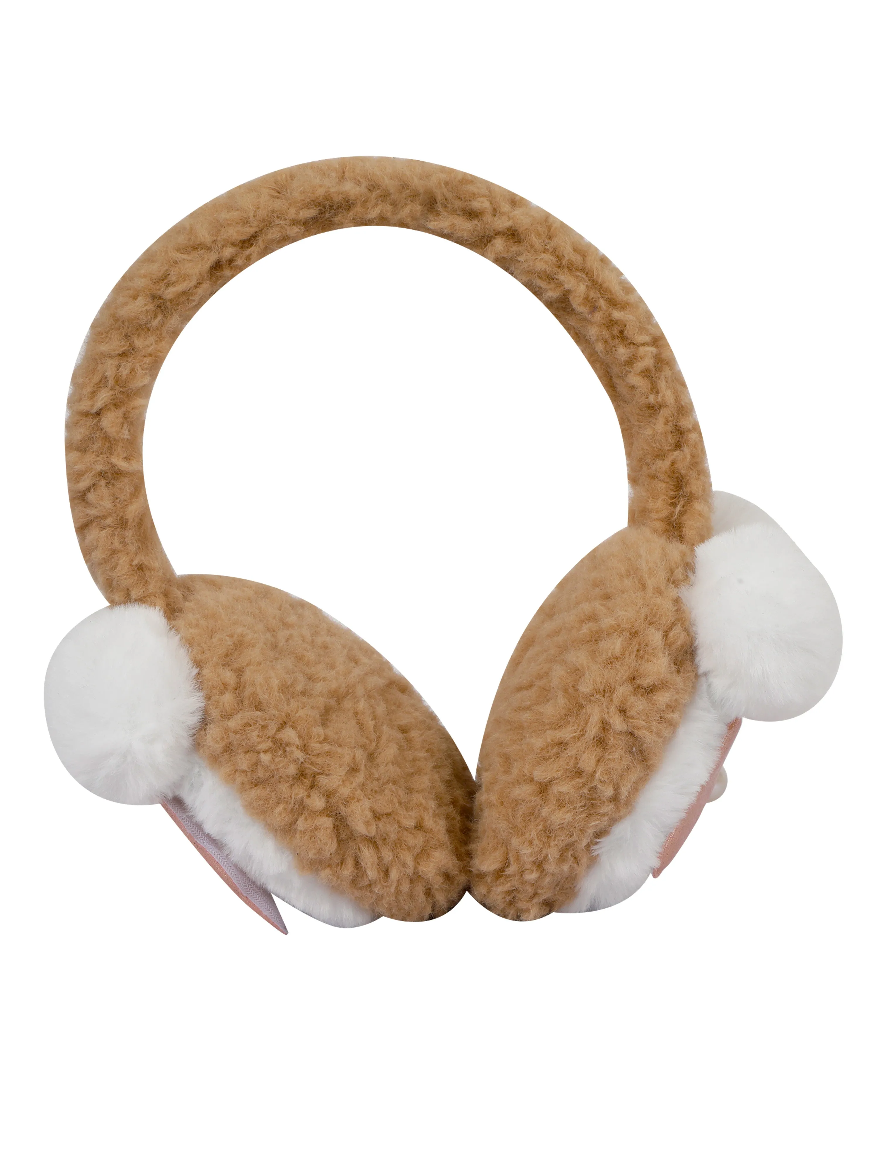 Fabseasons Brown Pompom Winter Ear Muffs for Kids and Adults: Keep Warm Outdoors