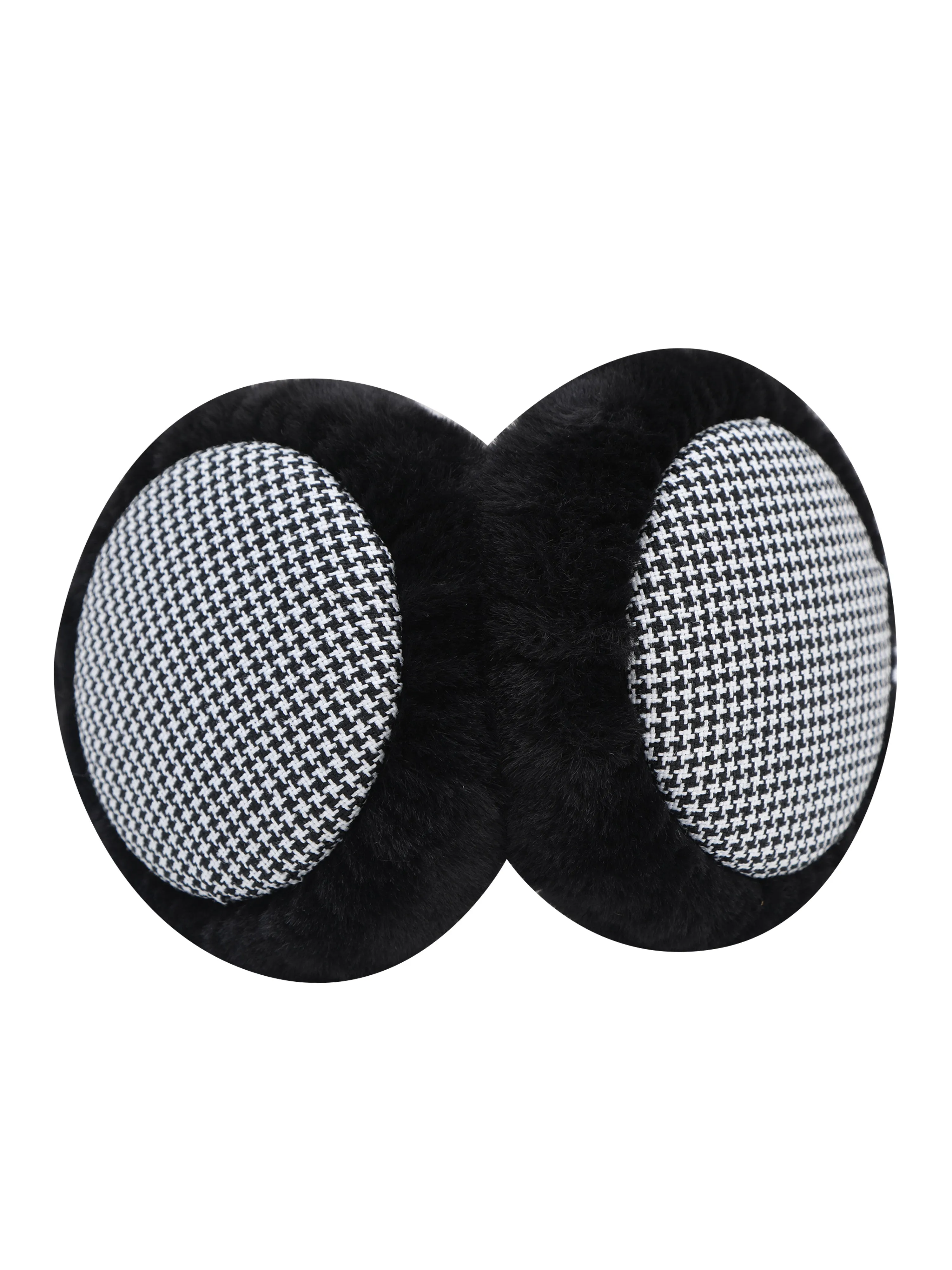 Fabseasons Checkered Black Winter Ear Muffs for All Ages: Keep Warm Outdoors