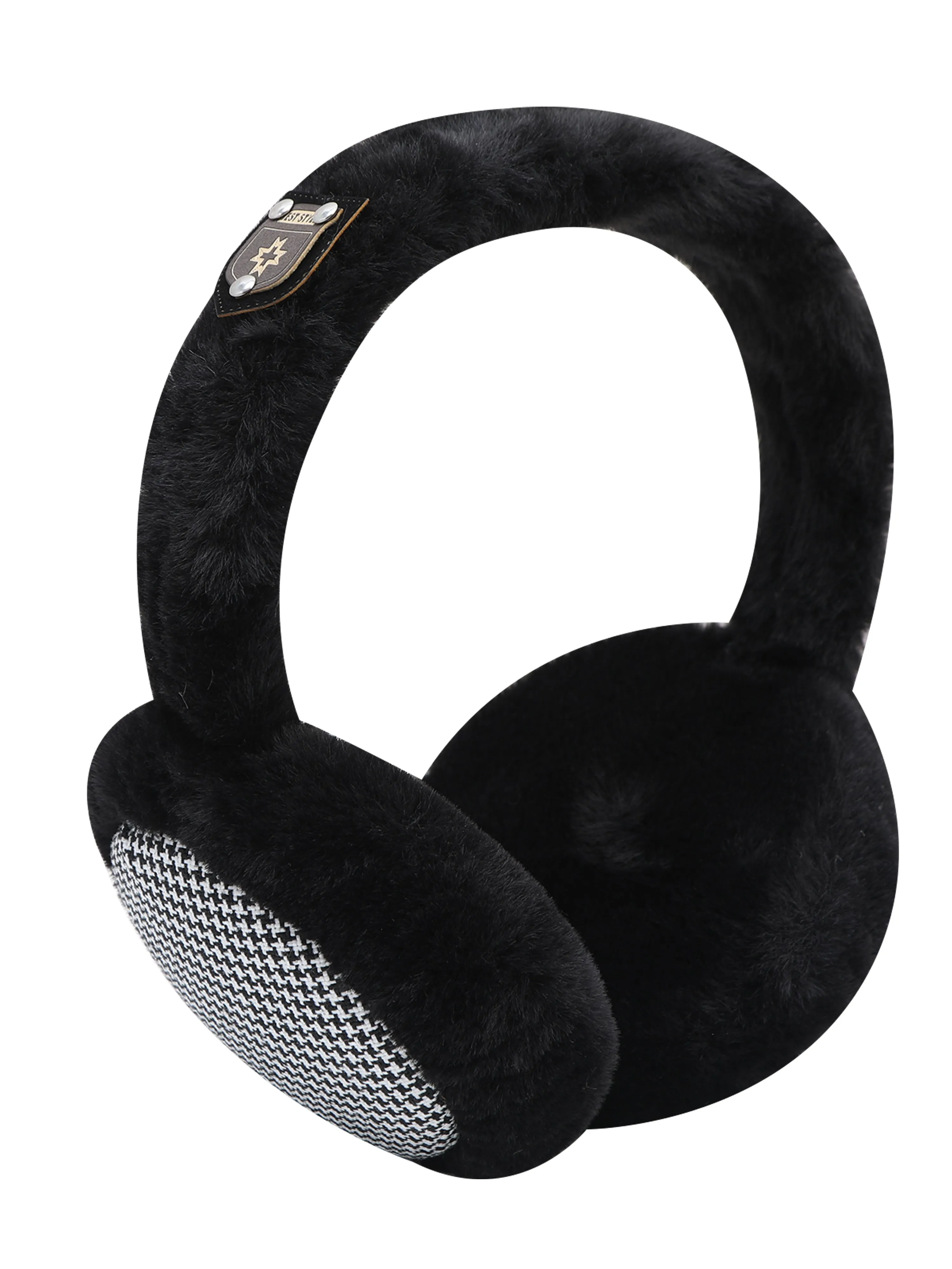 Fabseasons Checkered Black Winter Ear Muffs for All Ages: Keep Warm Outdoors