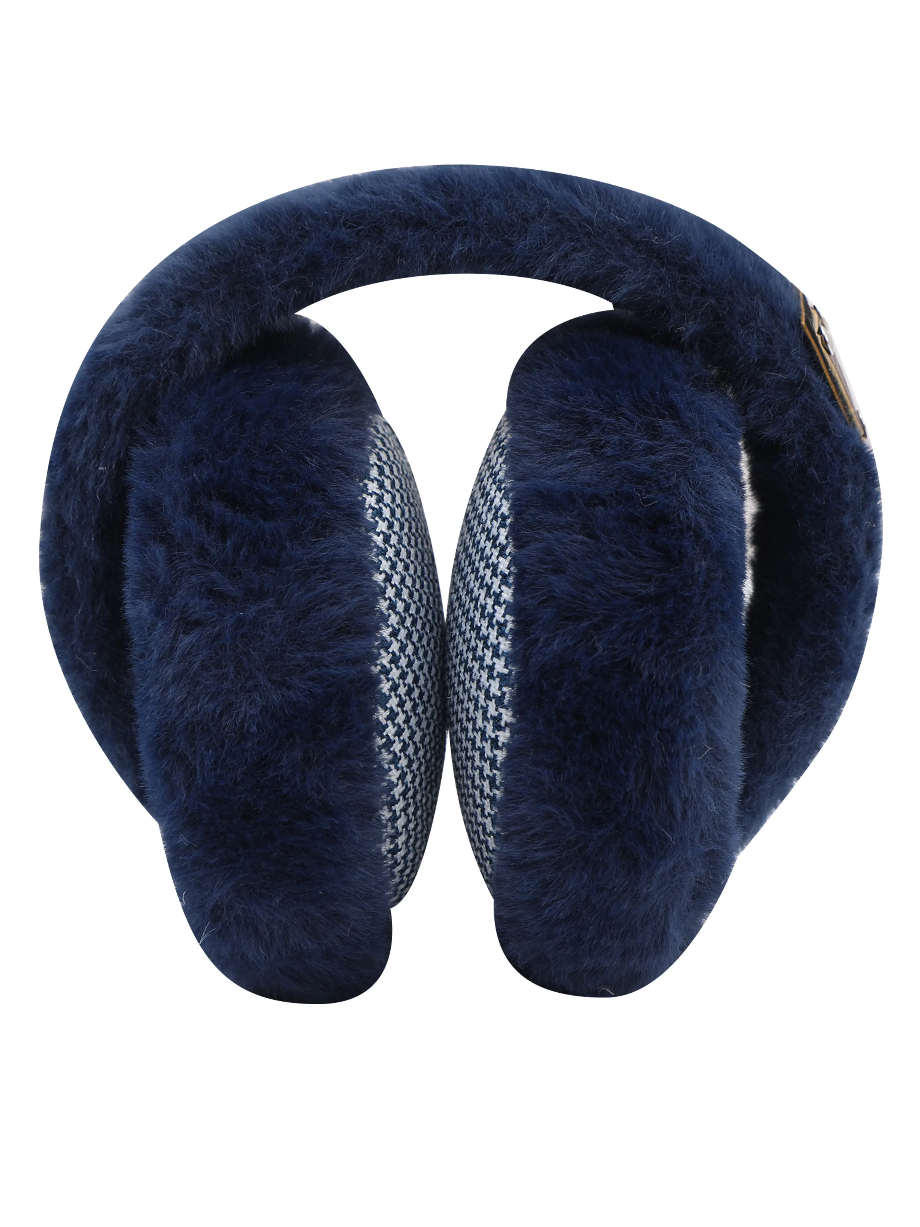 Fabseasons Checkered Blue Winter Ear Muffs for All Ages: Keep Warm Outdoors