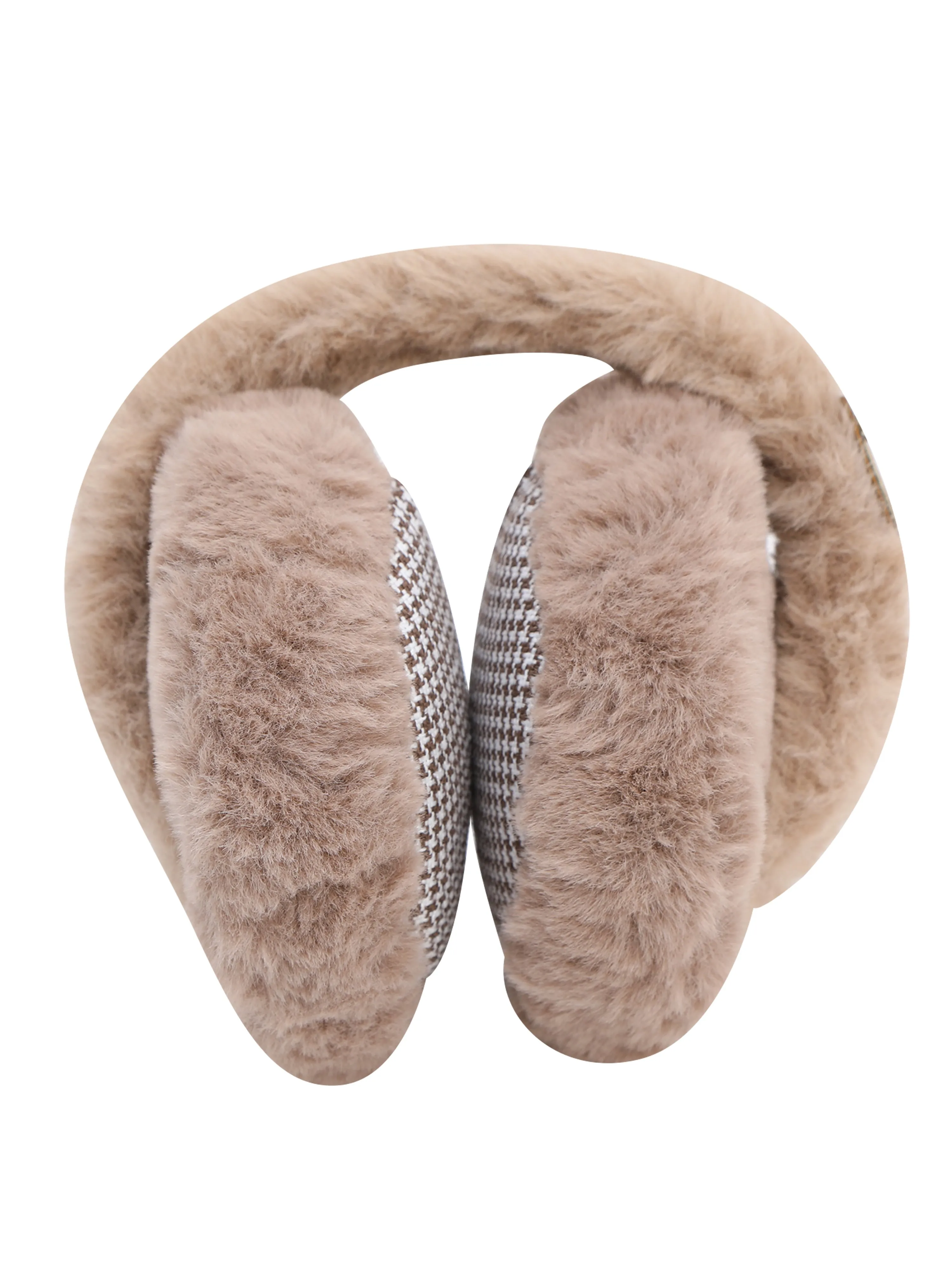 Fabseasons Checkered Brown Winter Ear Muffs for All Ages: Keep Warm Outdoors