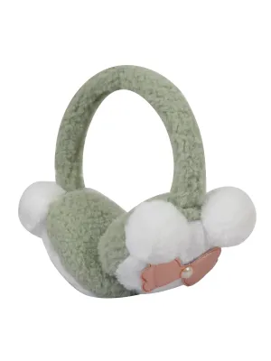 Fabseasons Green Pompom Winter Ear Muffs for Kids and Adults: Keep Warm Outdoors