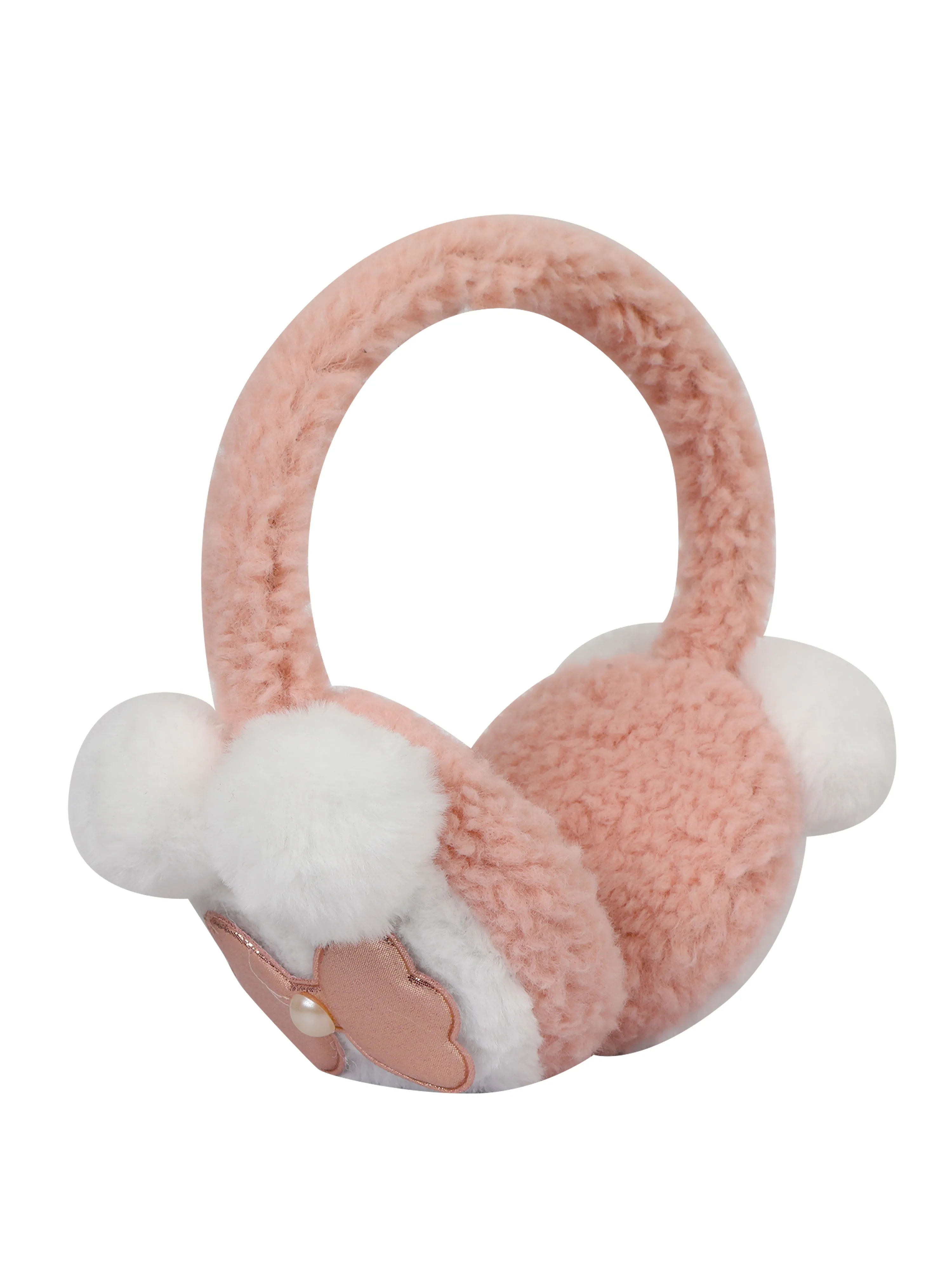 Fabseasons Peach Pompom Winter Ear Muffs for Kids and Adults: Keep Warm Outdoors