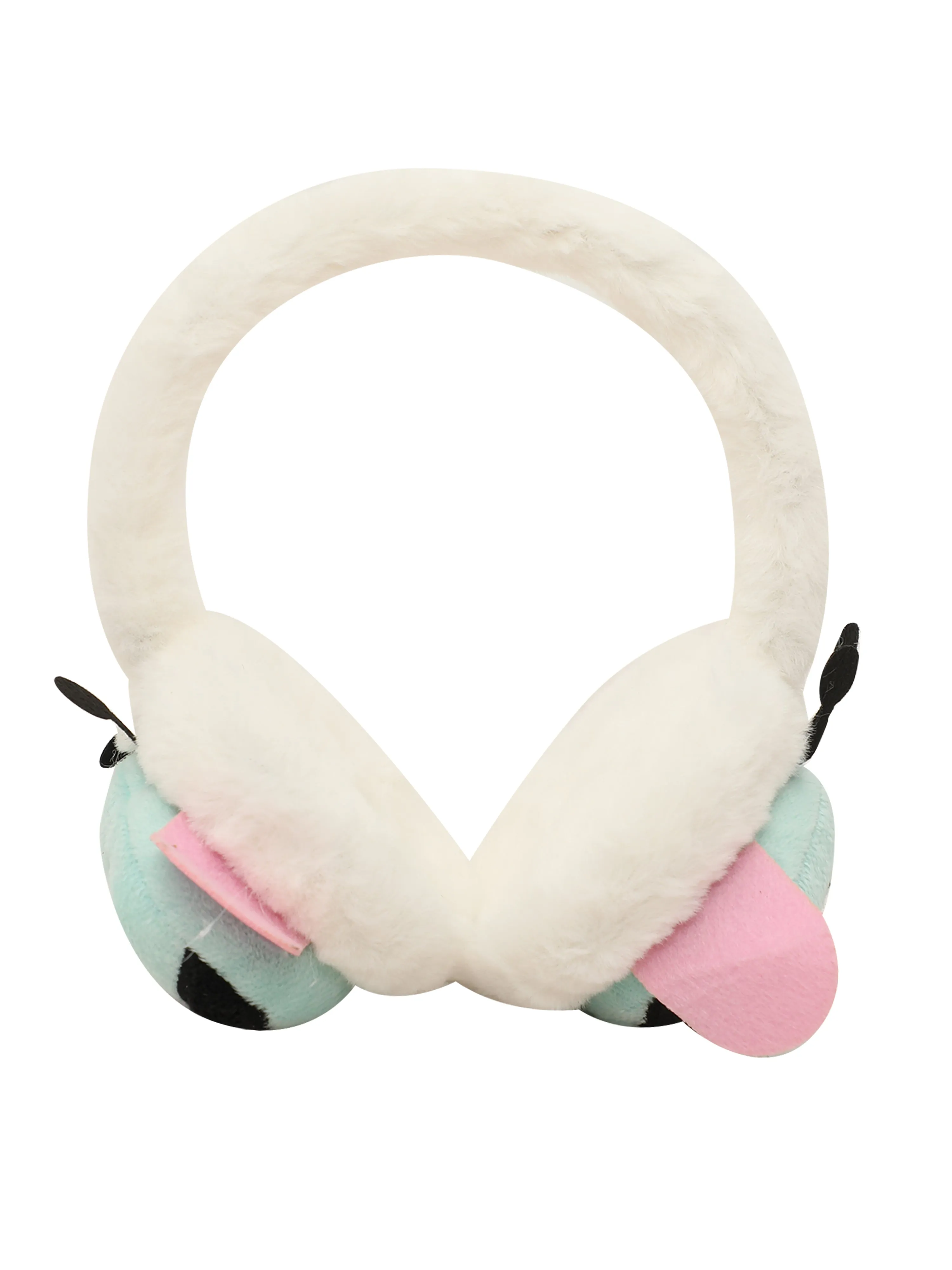 Fabseasons White Checkered Winter Ear Muffs for Kids (6  years) and Adults