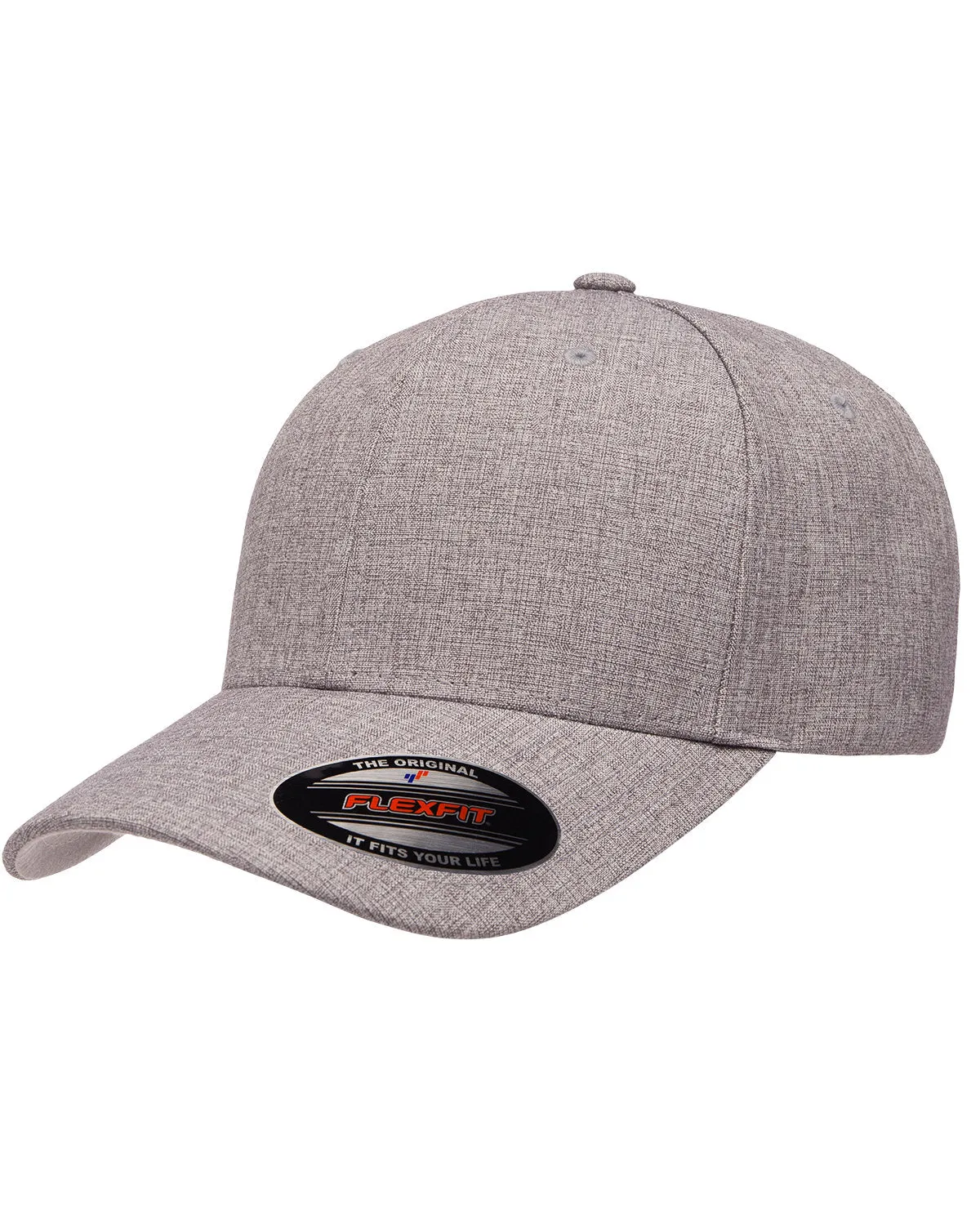 Flexfit Adult Heatherlight Branded Caps, Melange Grey