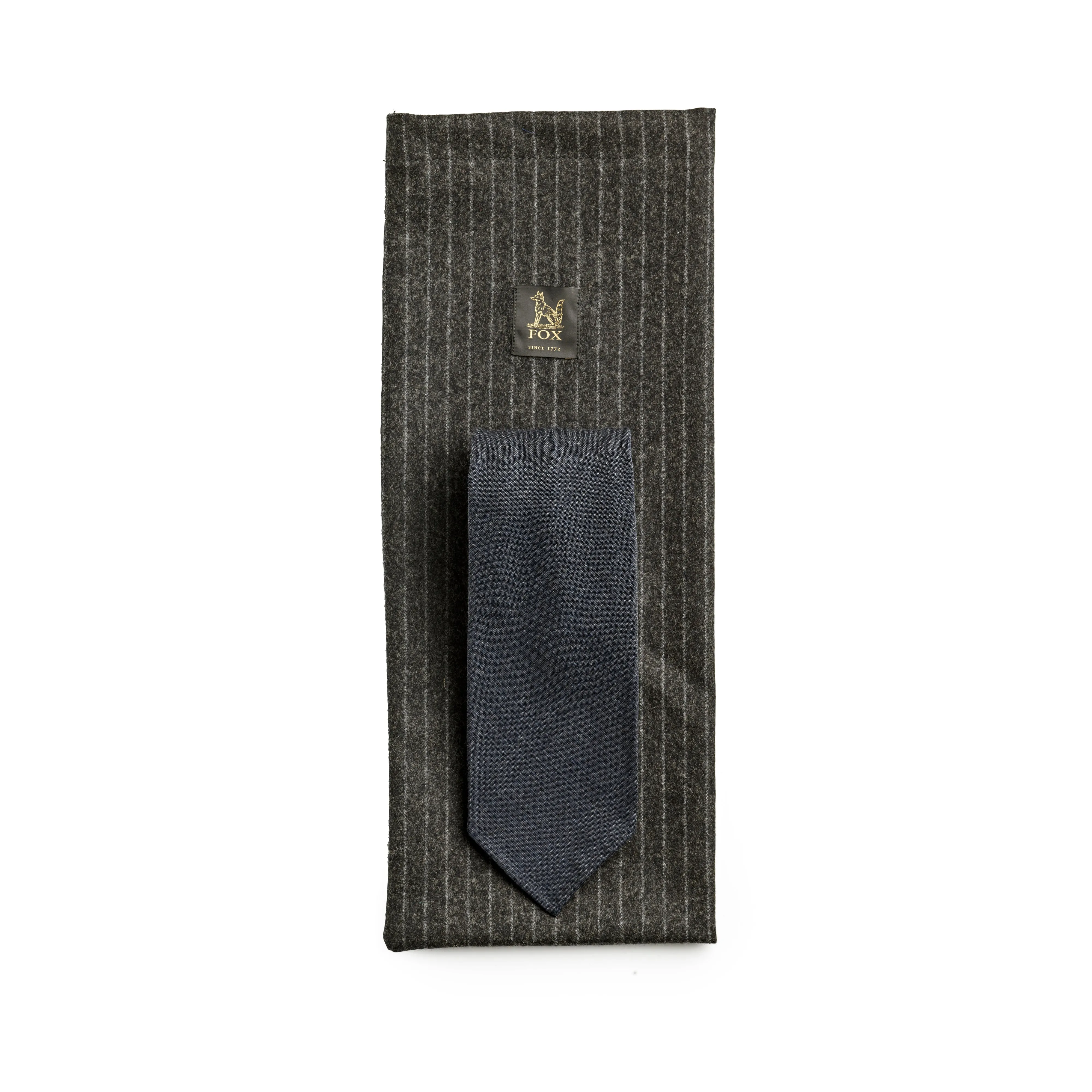 Fox 4 Fold Char-Navy Lightweight Glen Check Worsted Tie