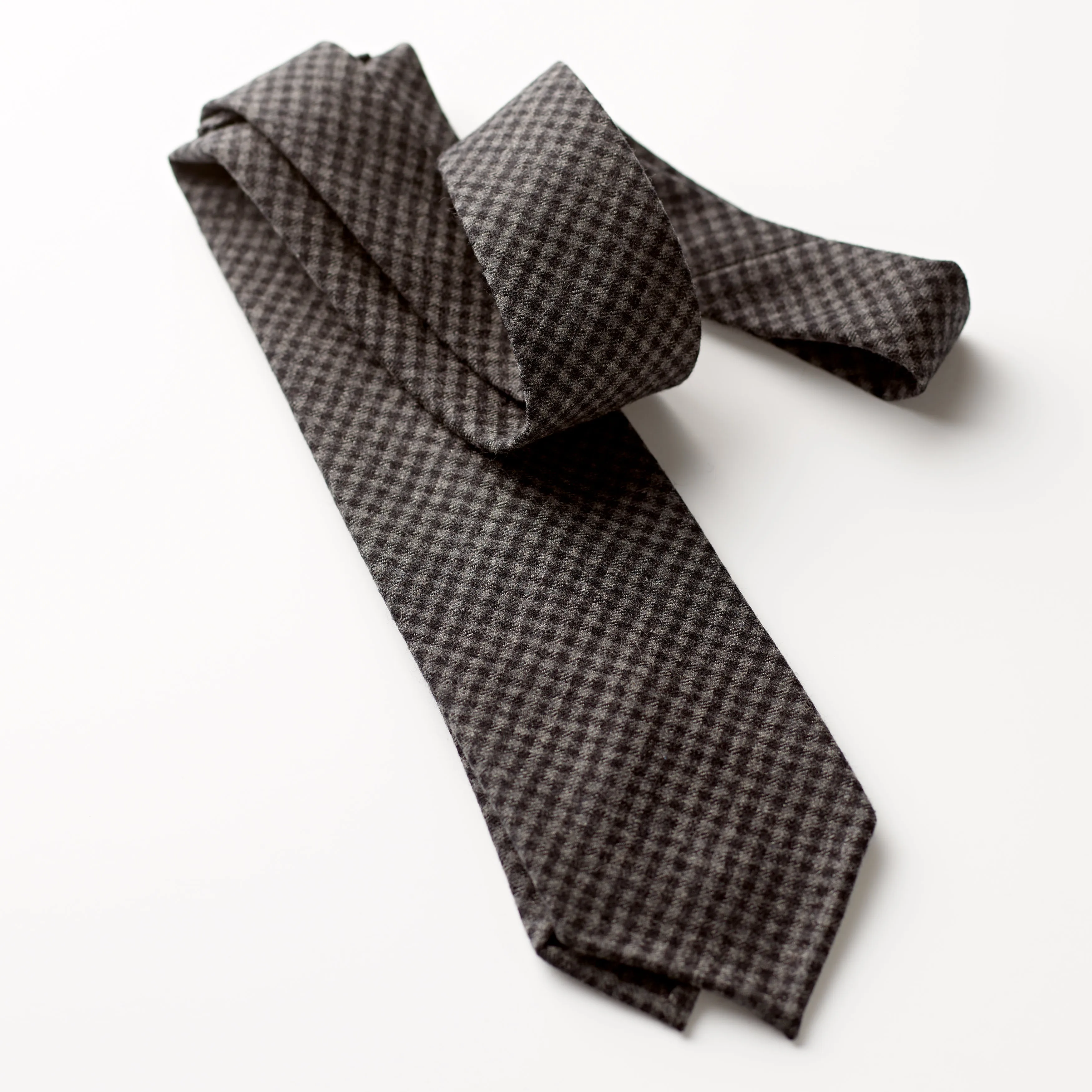 Fox 4 Fold Charcoal and Grey Gunclub Check Tie