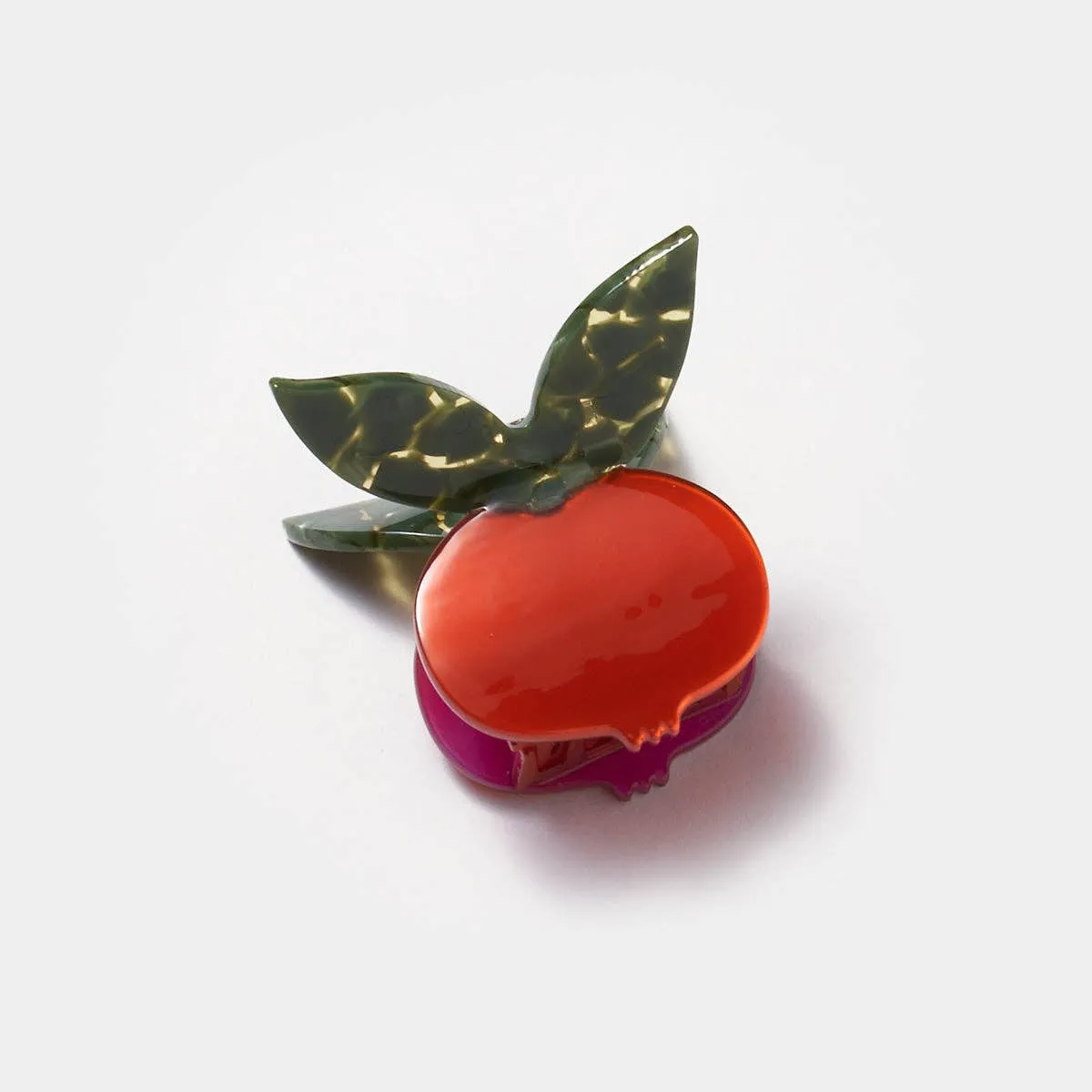 Hand Painted Red Pomegranate Fruit Hair Claw with Butterfly Clip Handle