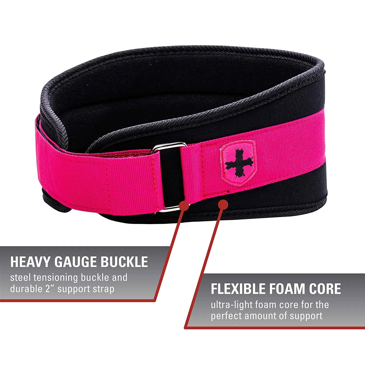 Harbinger Women's Nylon Weightlifting Belt with Flexible Ultralight Foam Core | Color Pink