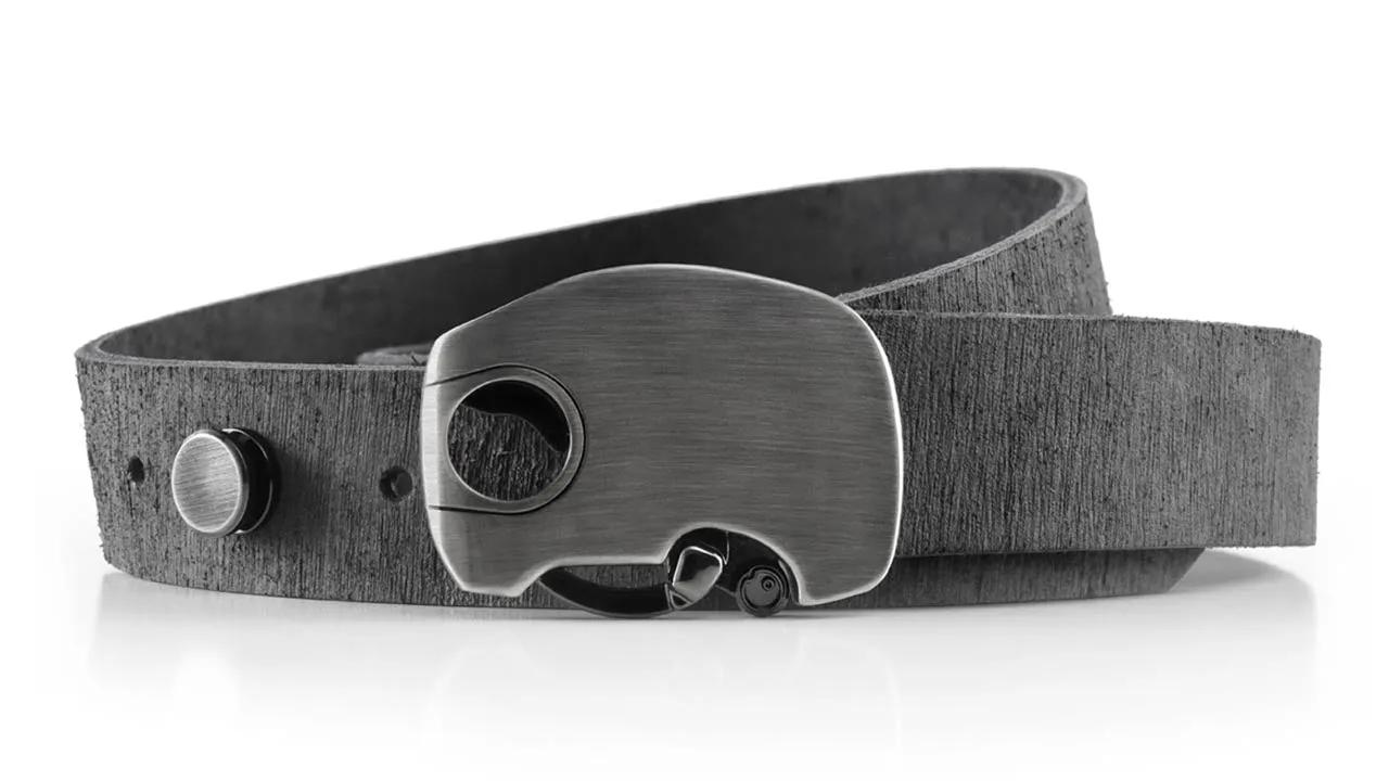 Imperfect Micron on Distressed Grey Dress Belt | FINAL SALE