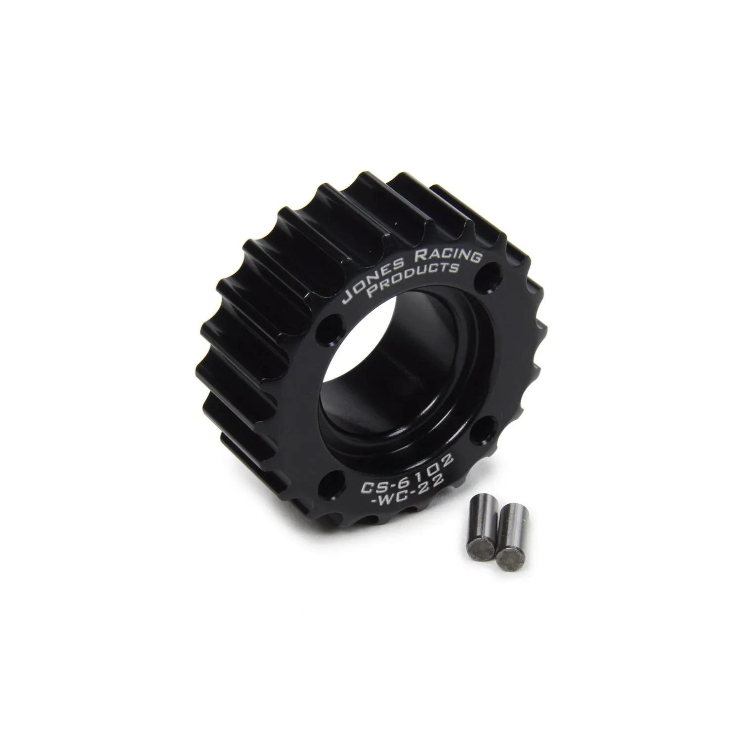 Jones Racing Products HTD Crankshaft Pulley - 22-Tooth - 0.83" Wide - 1-1/8" Mandrel - 3/16" ID - Dual Dowel Pin - Aluminum - Black