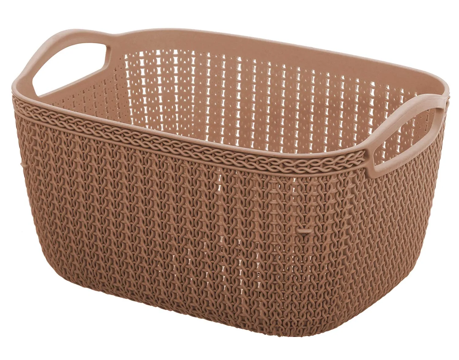 Kuber Industries Unbreakable Plastic 4 Pieces Multipurpose Medium Size Flexible Storage Baskets/Fruit Vegetable Bathroom Stationary Home Basket with Handles (Brown) -CTKTC039049