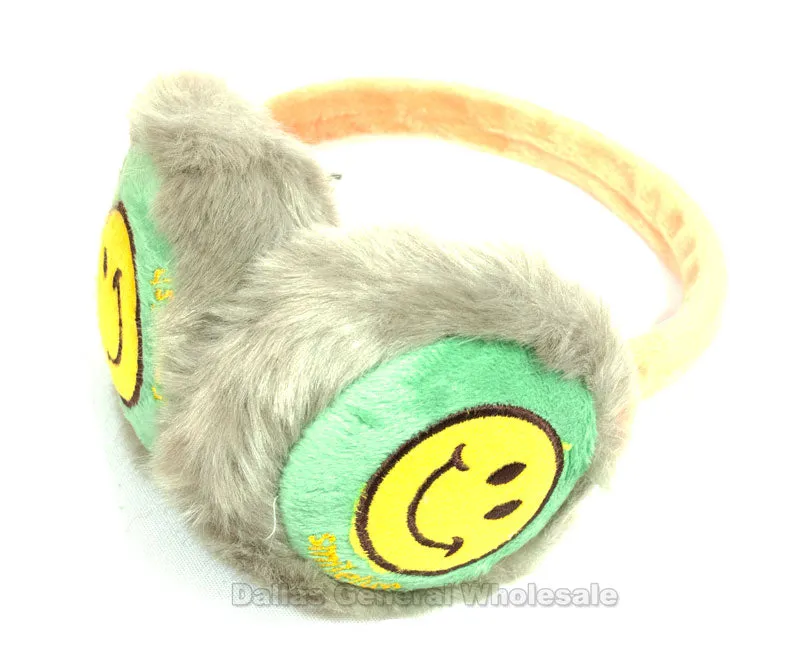 Little Kids Smiley Face Fur Earmuffs Wholesale