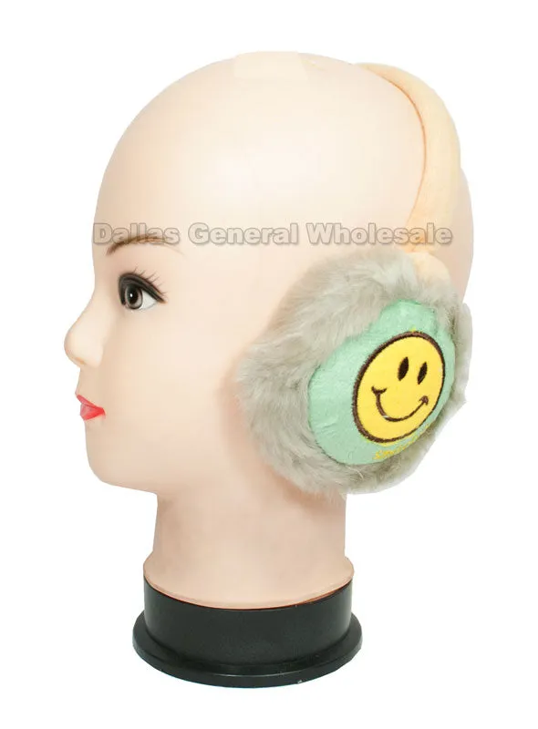 Little Kids Smiley Face Fur Earmuffs Wholesale