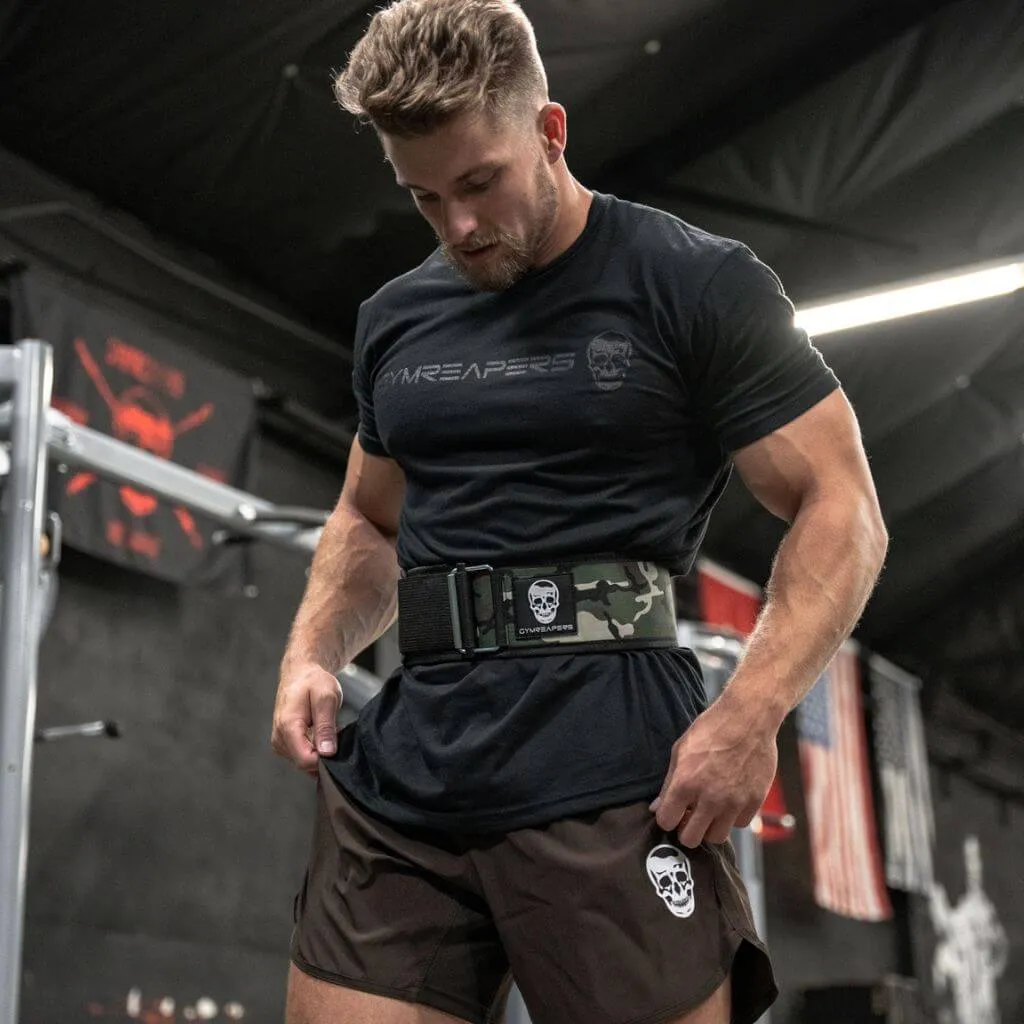 Quick Locking Weightlifting Belt | Premium Back Support - Woodland Camo