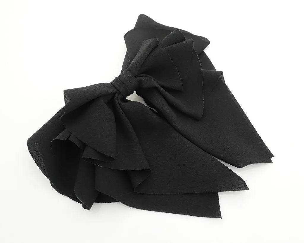 romance chiffon hair bow french barrette drape falling ruffle wave feminine style women hair clip