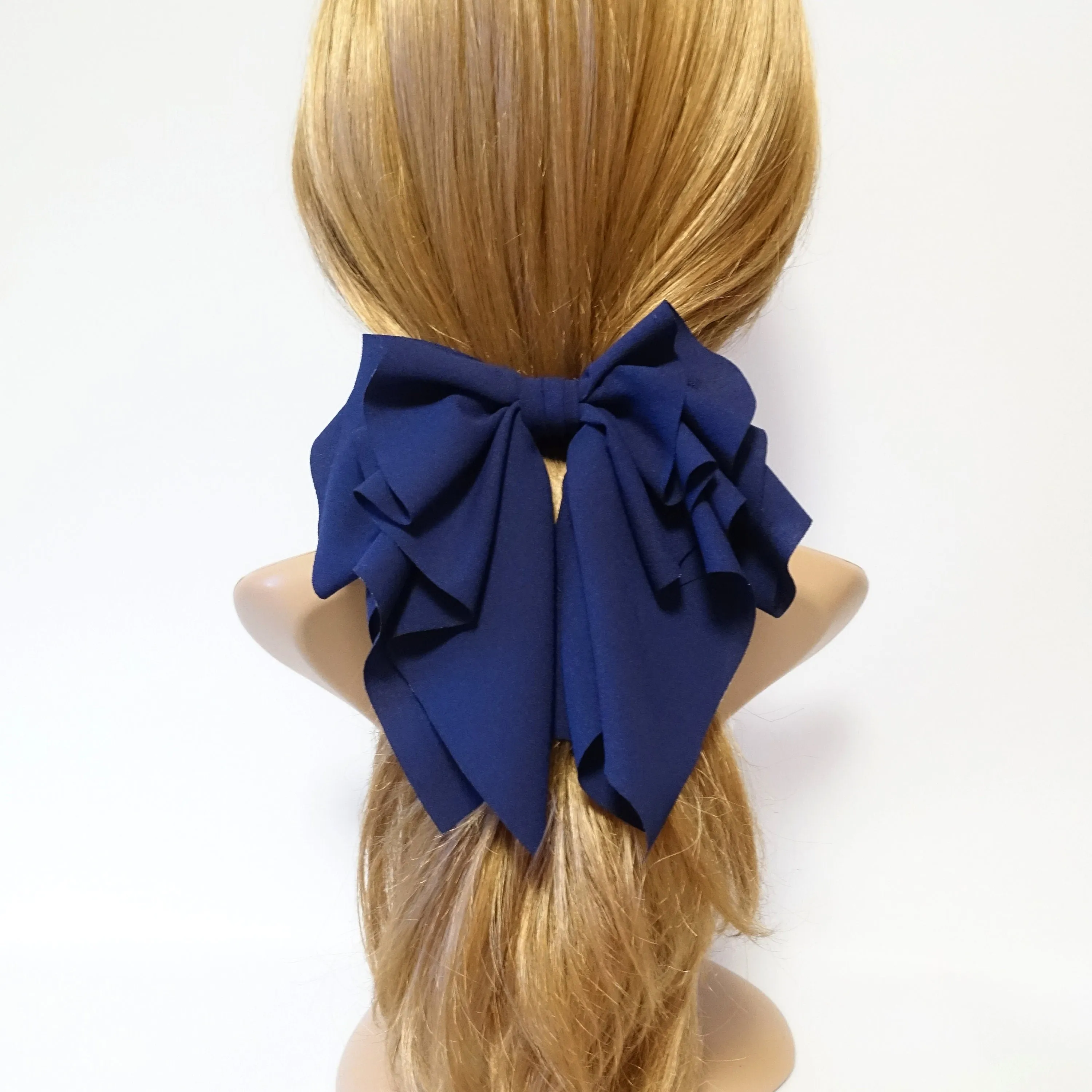 romance chiffon hair bow french barrette drape falling ruffle wave feminine style women hair clip