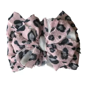 Ruffled Headband-Leopard Pink