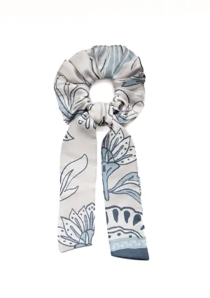 Scarf Hair Scrunchie | Lilyrose Print | Steel