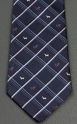 Silk Necktie By Good-i Dogs On Dark Gray With Silver Stripes Classic 3 1/2 Inch