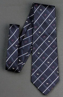 Silk Necktie By Good-i Dogs On Dark Gray With Silver Stripes Classic 3 1/2 Inch