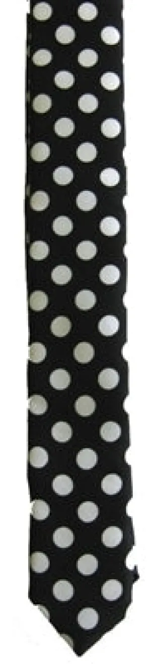 Skinny Tie in Black & White Dot