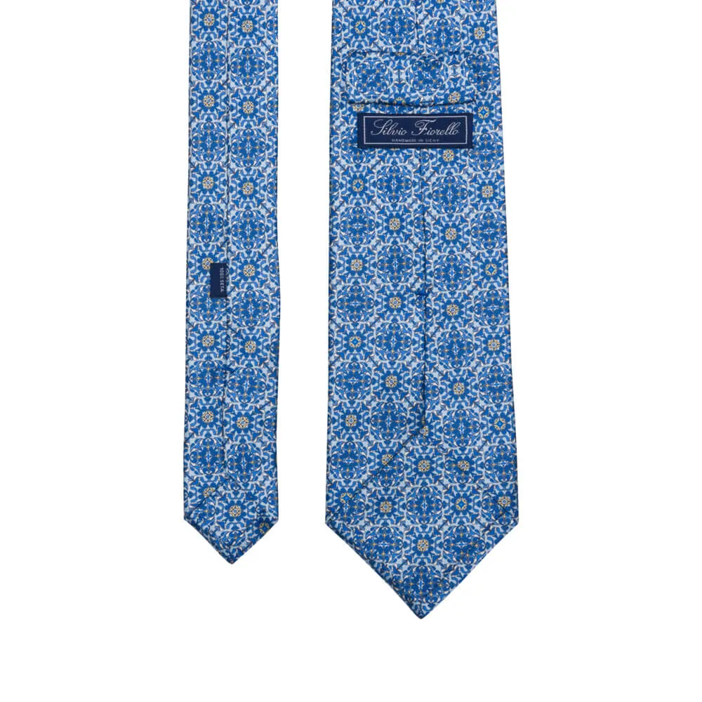 The Cathedral of Taormina Light Blue Silk Duchesse Tie